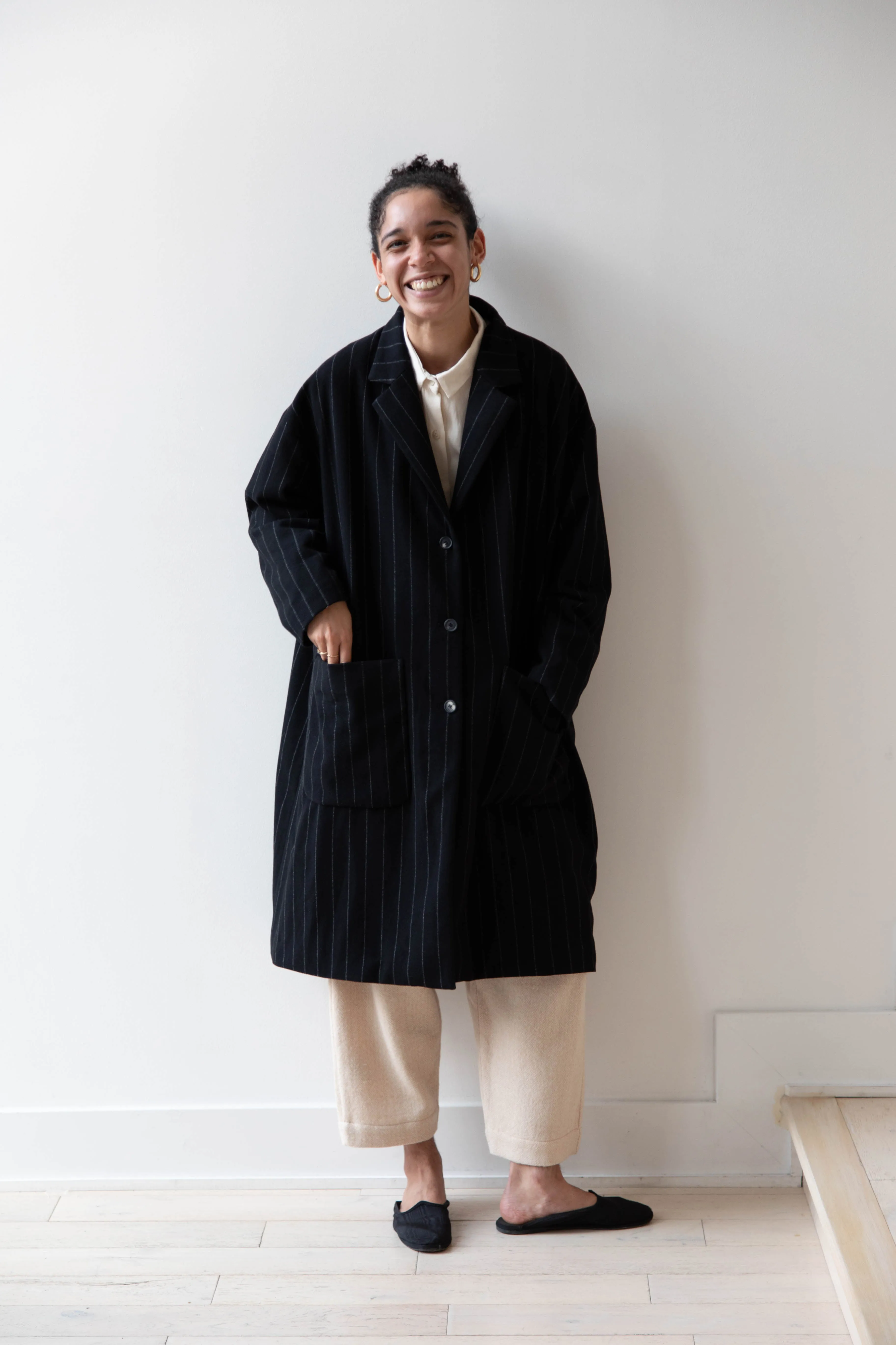 Bergfabel Moon Coat in Striped Cashmere