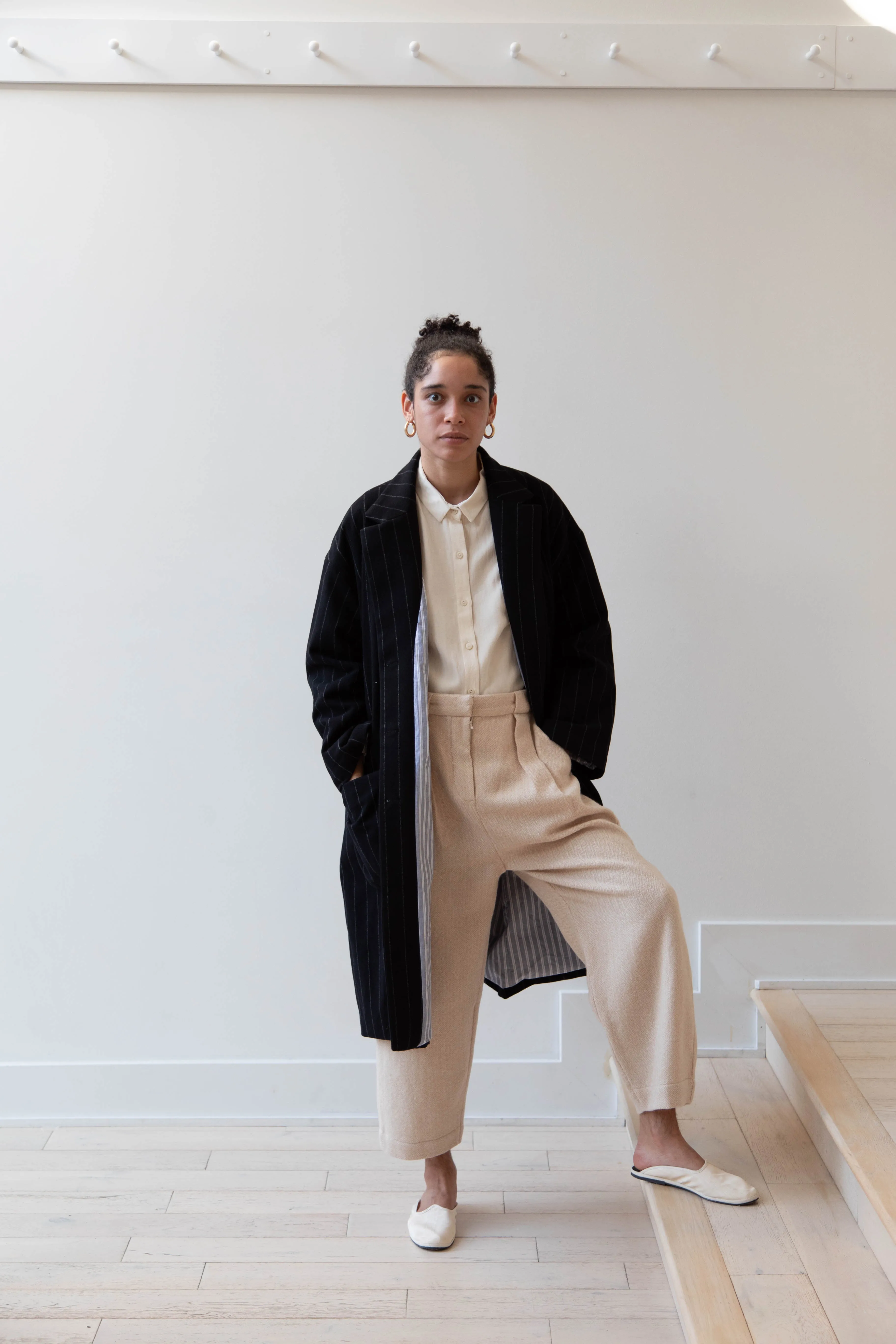 Bergfabel Moon Coat in Striped Cashmere