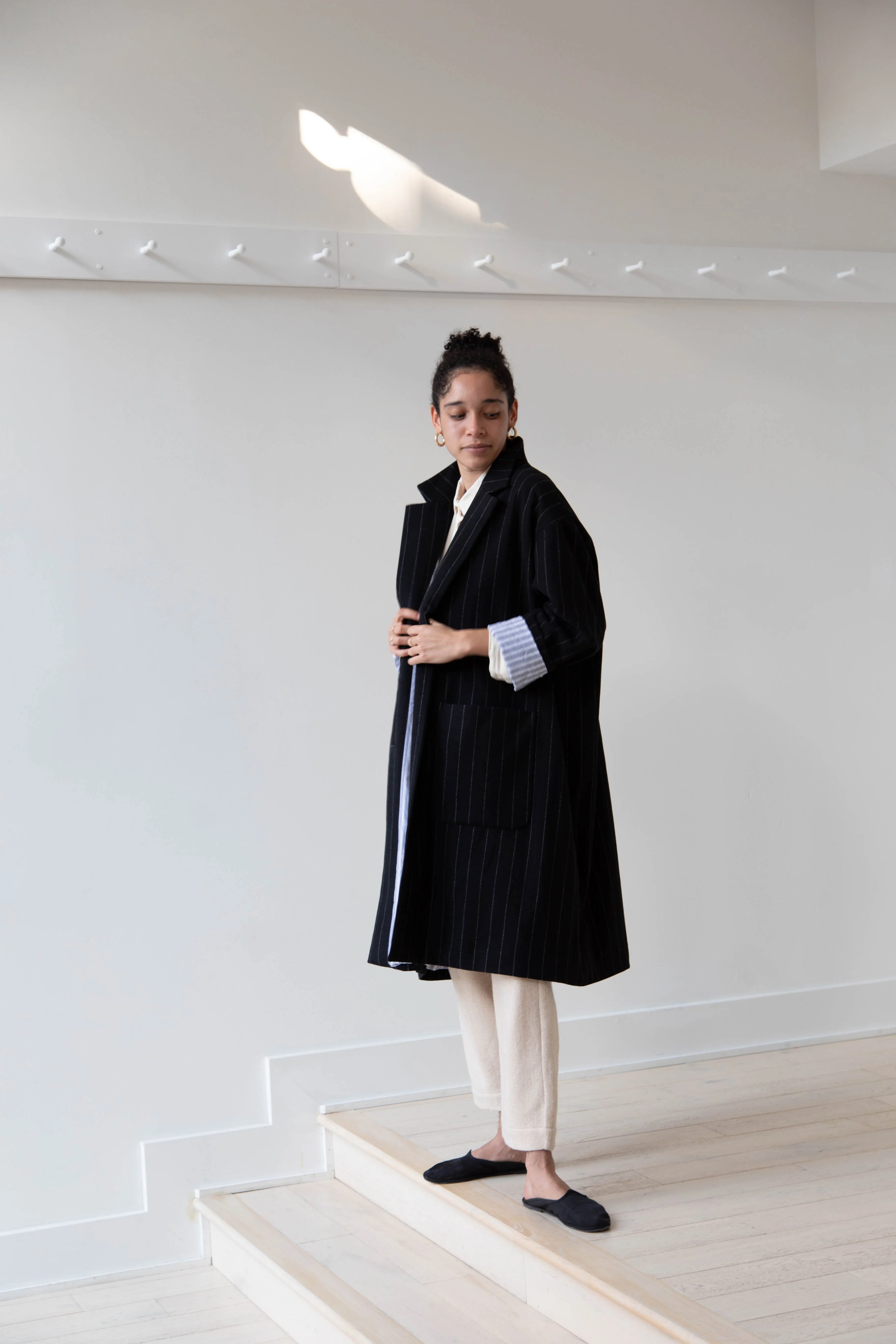 Bergfabel Moon Coat in Striped Cashmere