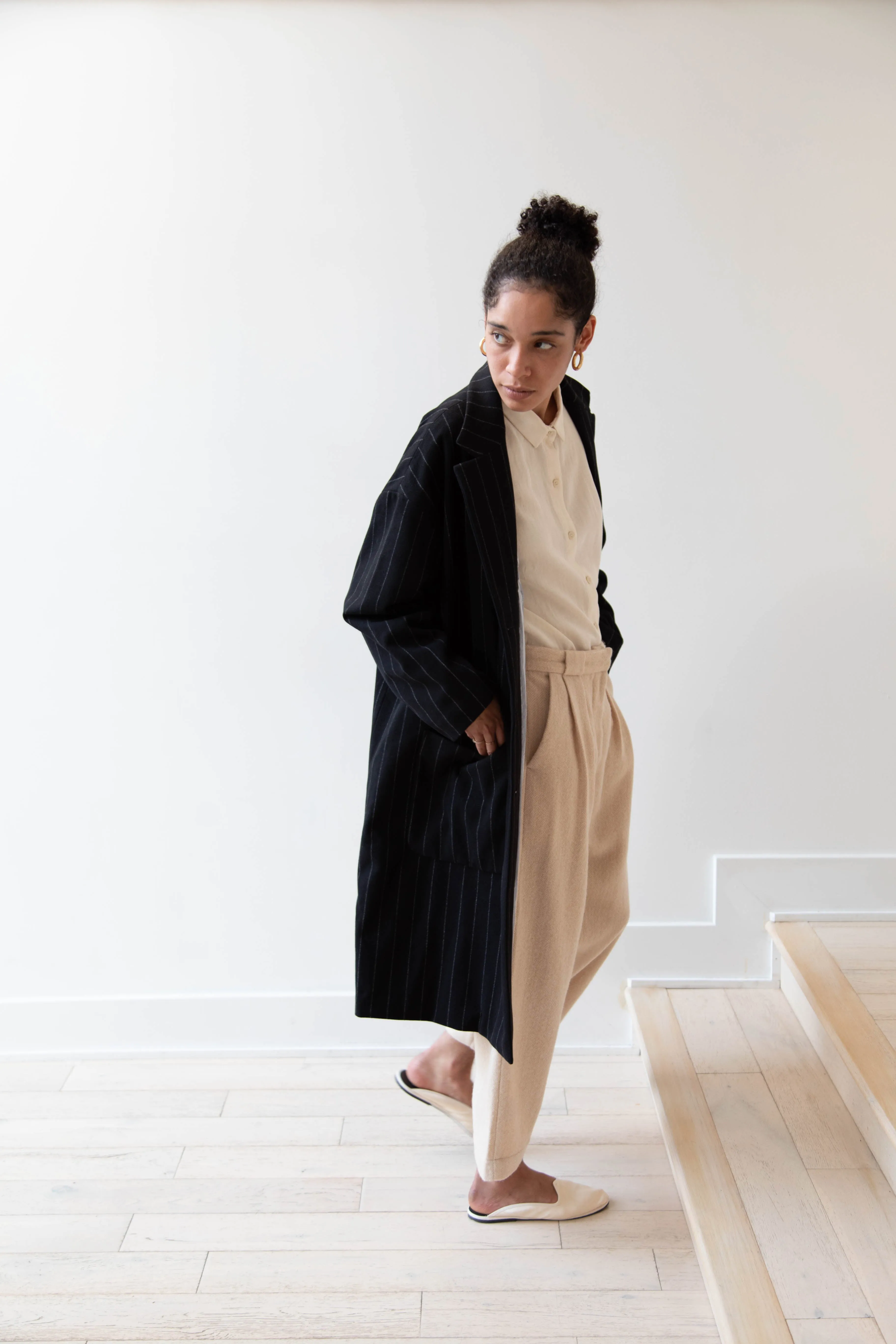 Bergfabel Moon Coat in Striped Cashmere