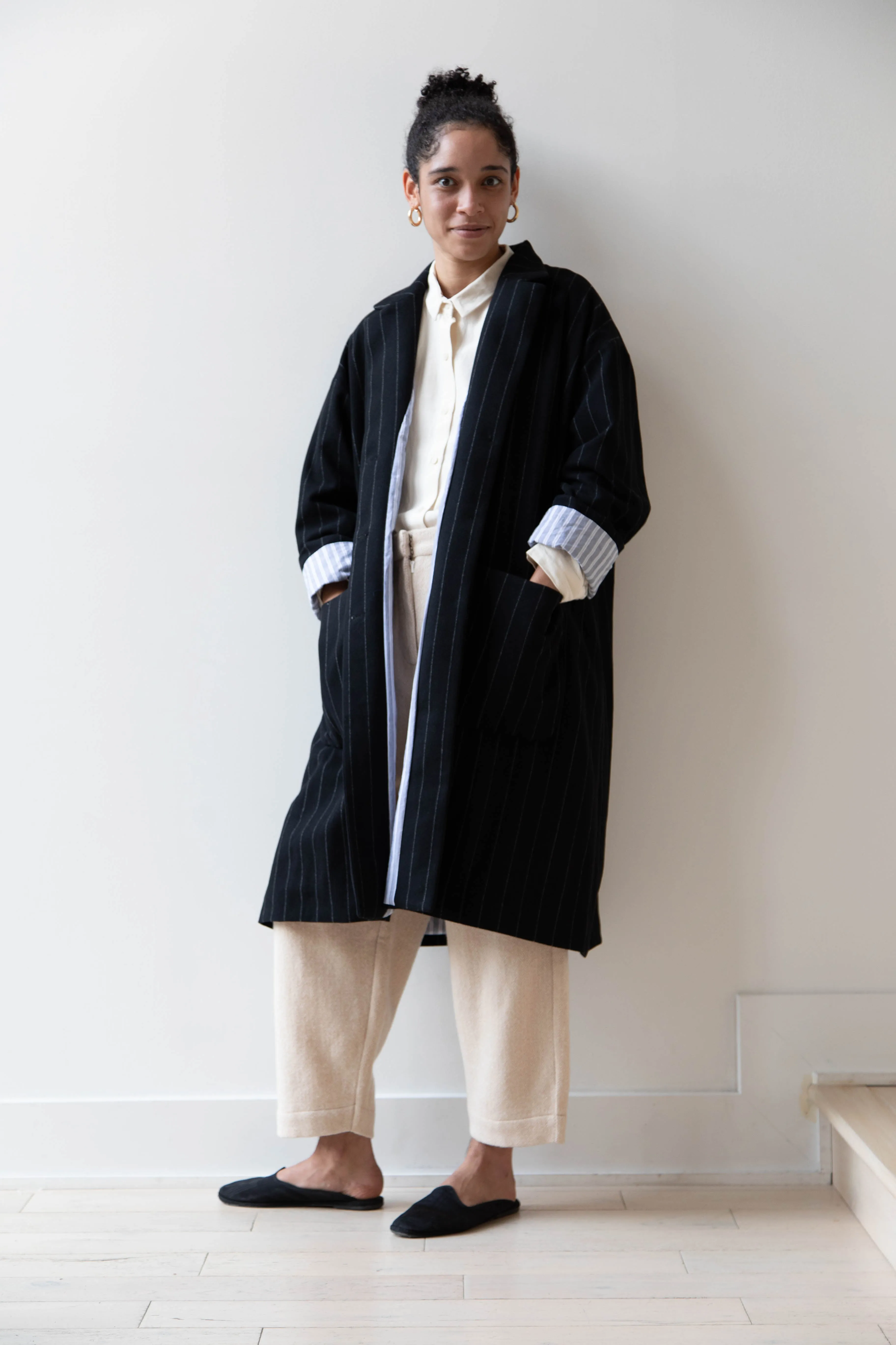 Bergfabel Moon Coat in Striped Cashmere