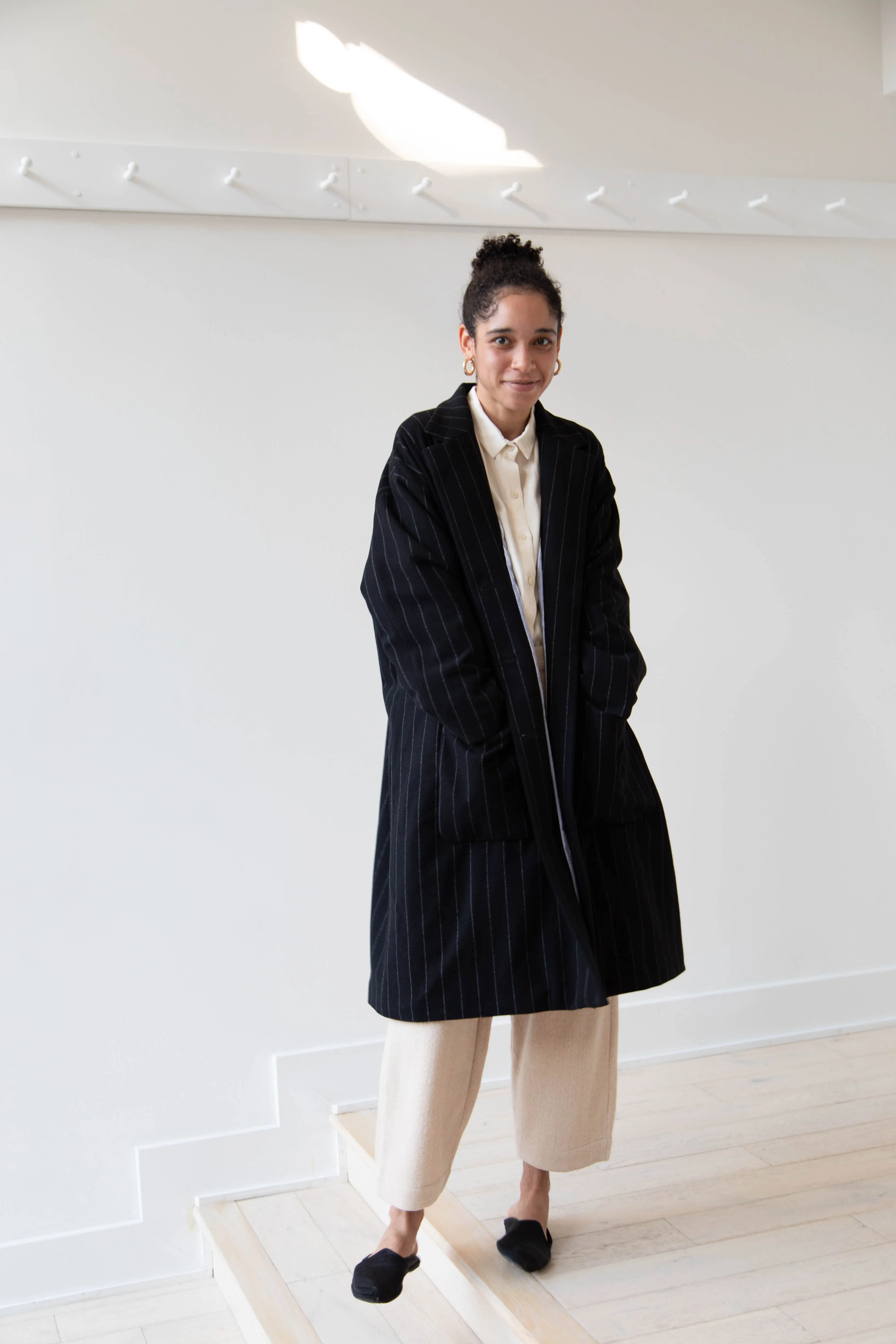 Bergfabel Moon Coat in Striped Cashmere