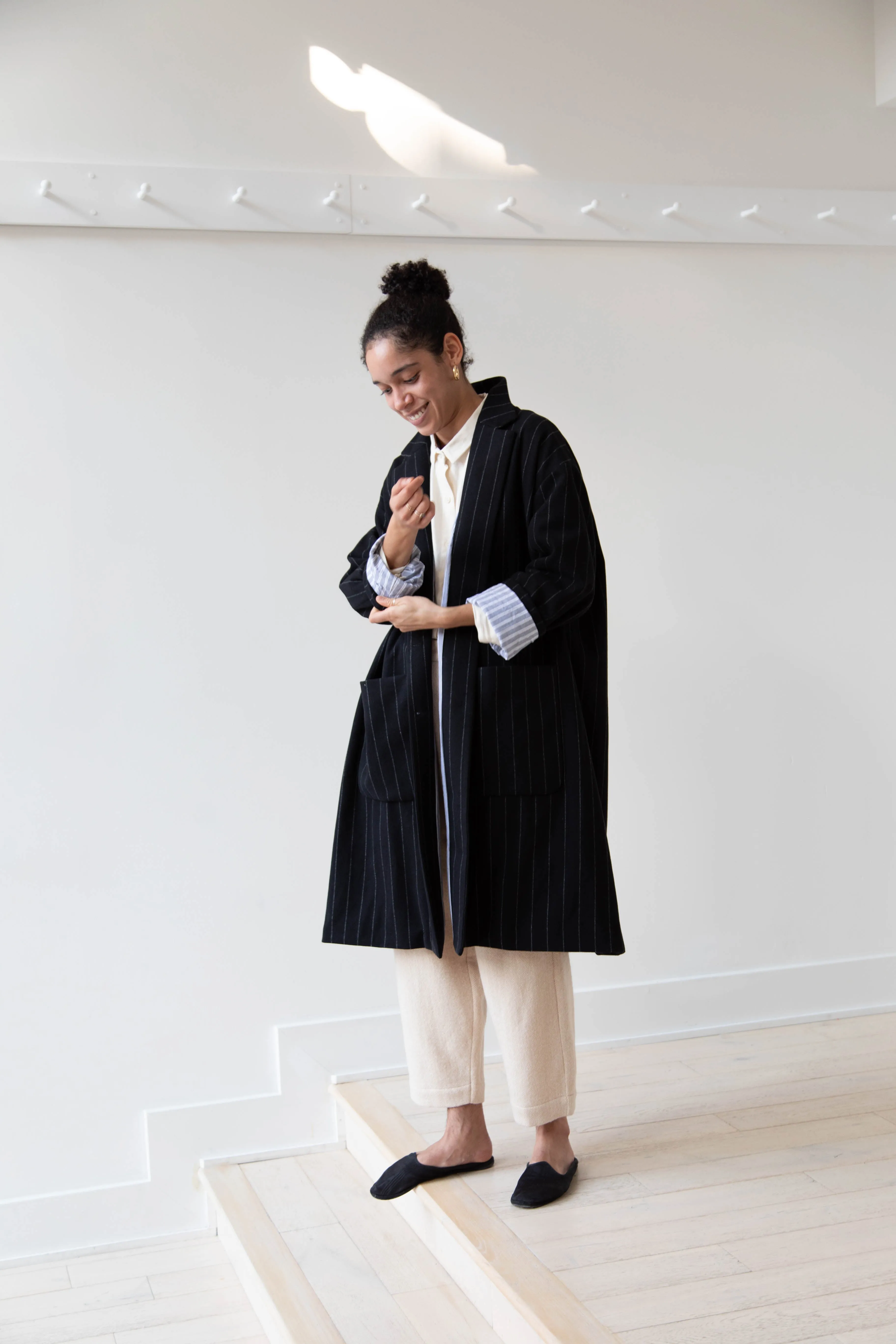 Bergfabel Moon Coat in Striped Cashmere