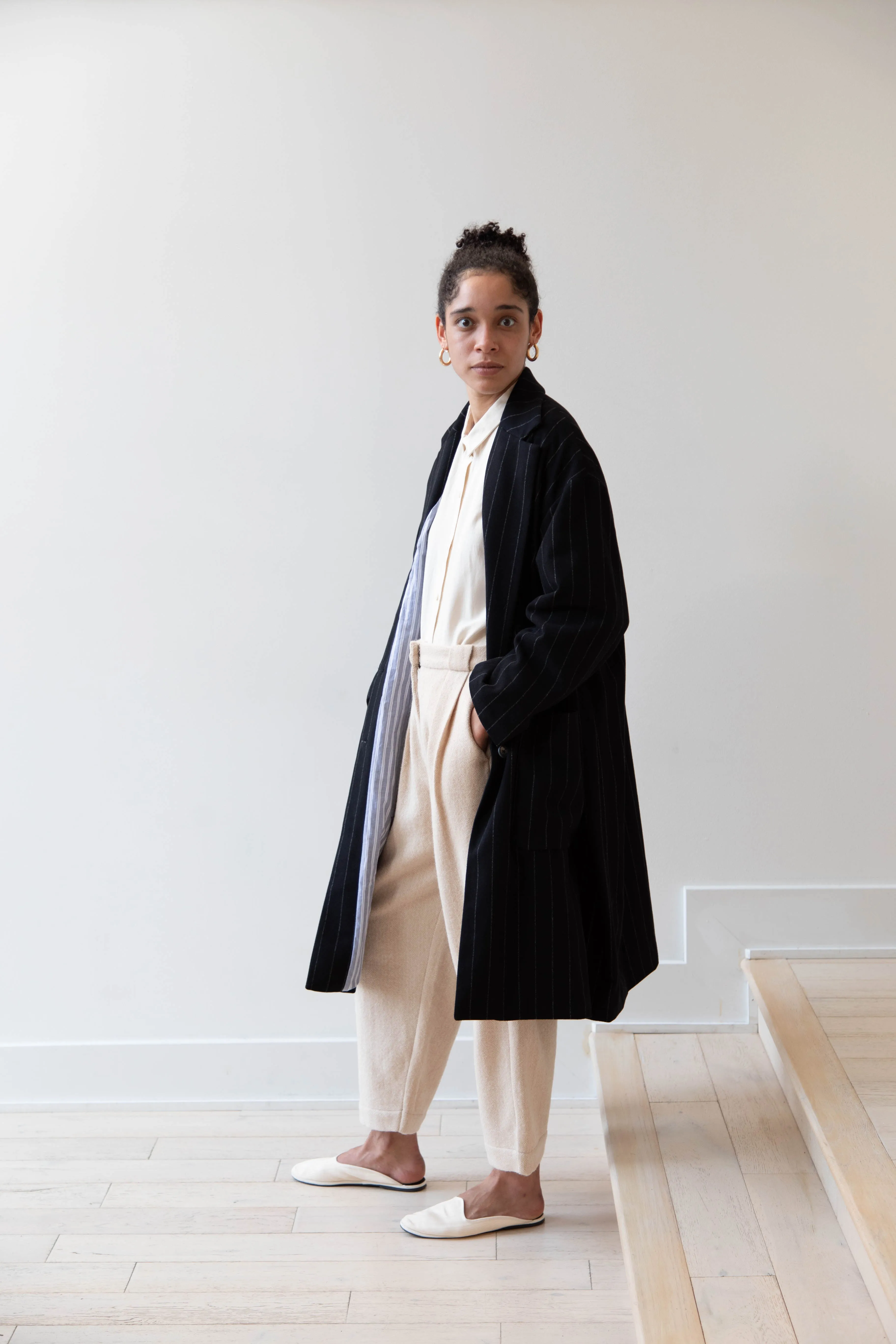 Bergfabel Moon Coat in Striped Cashmere