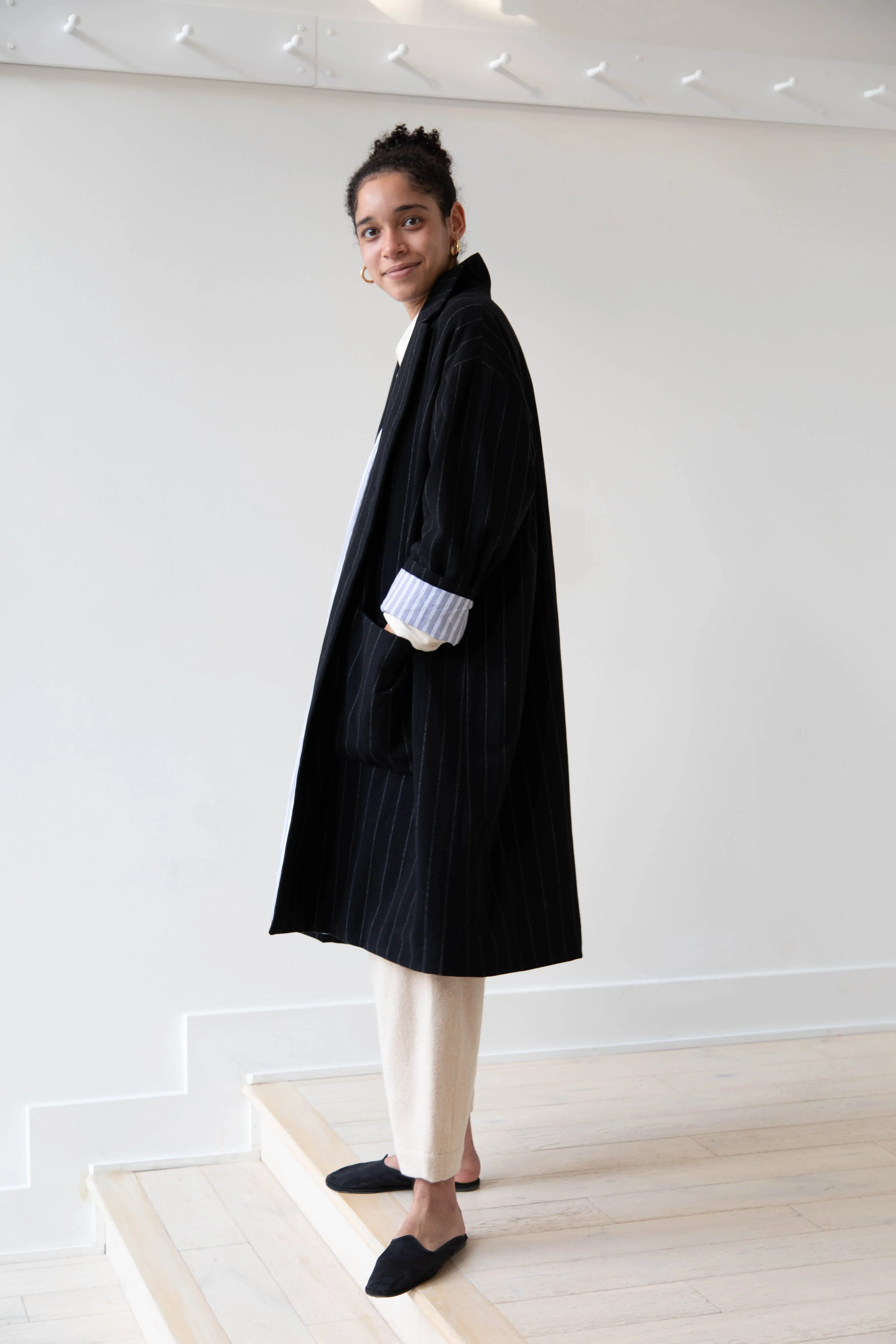 Bergfabel Moon Coat in Striped Cashmere