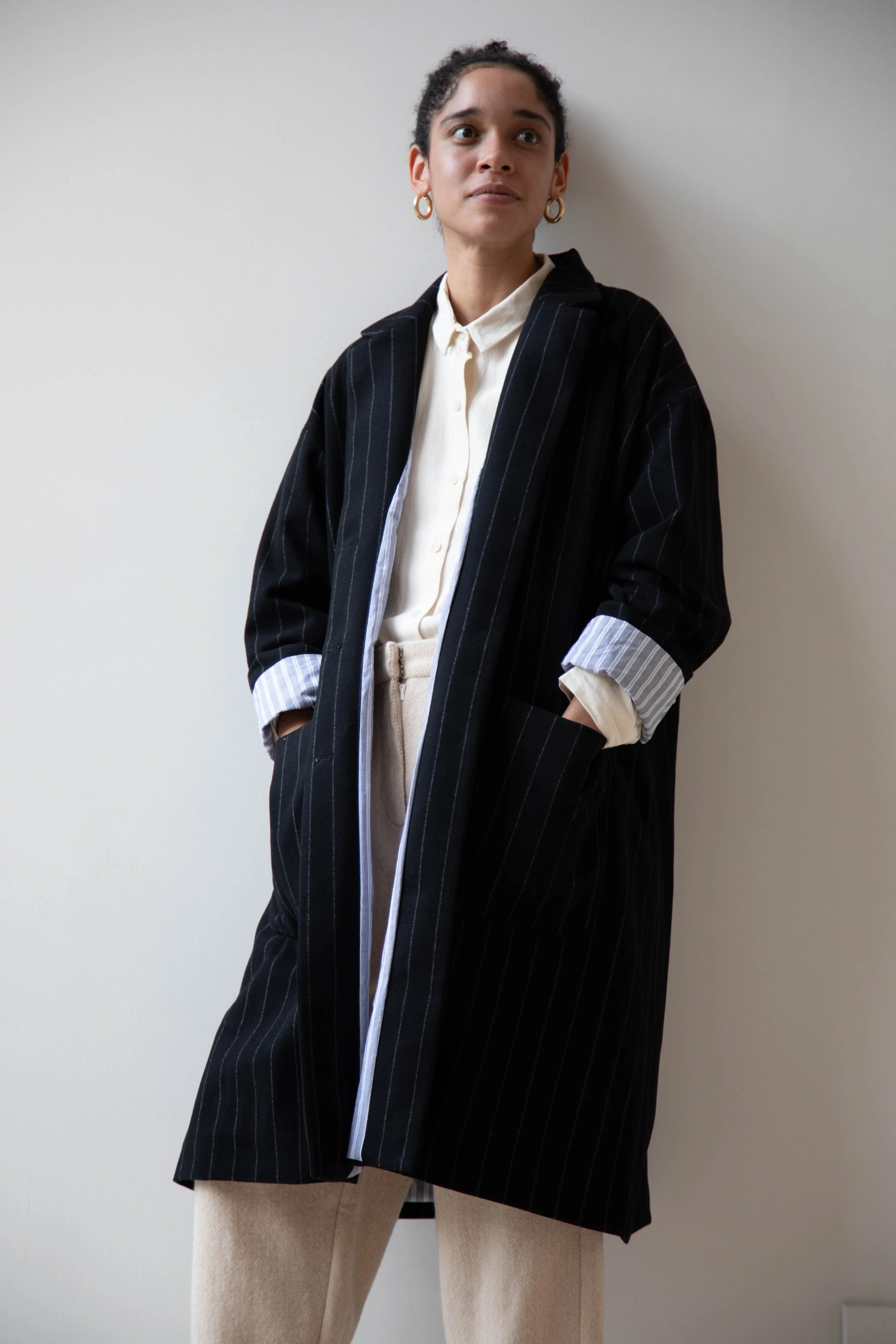 Bergfabel Moon Coat in Striped Cashmere