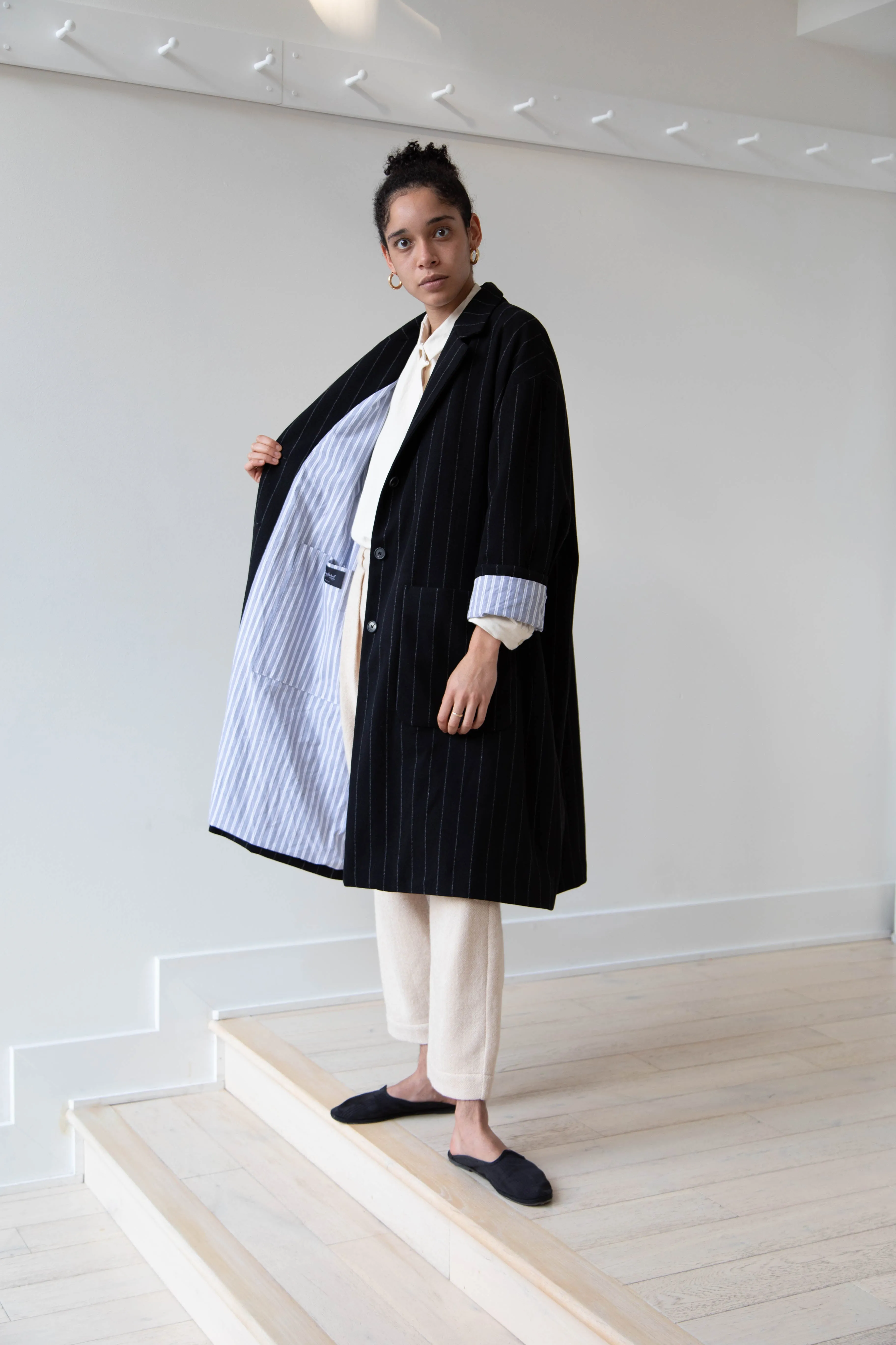 Bergfabel Moon Coat in Striped Cashmere