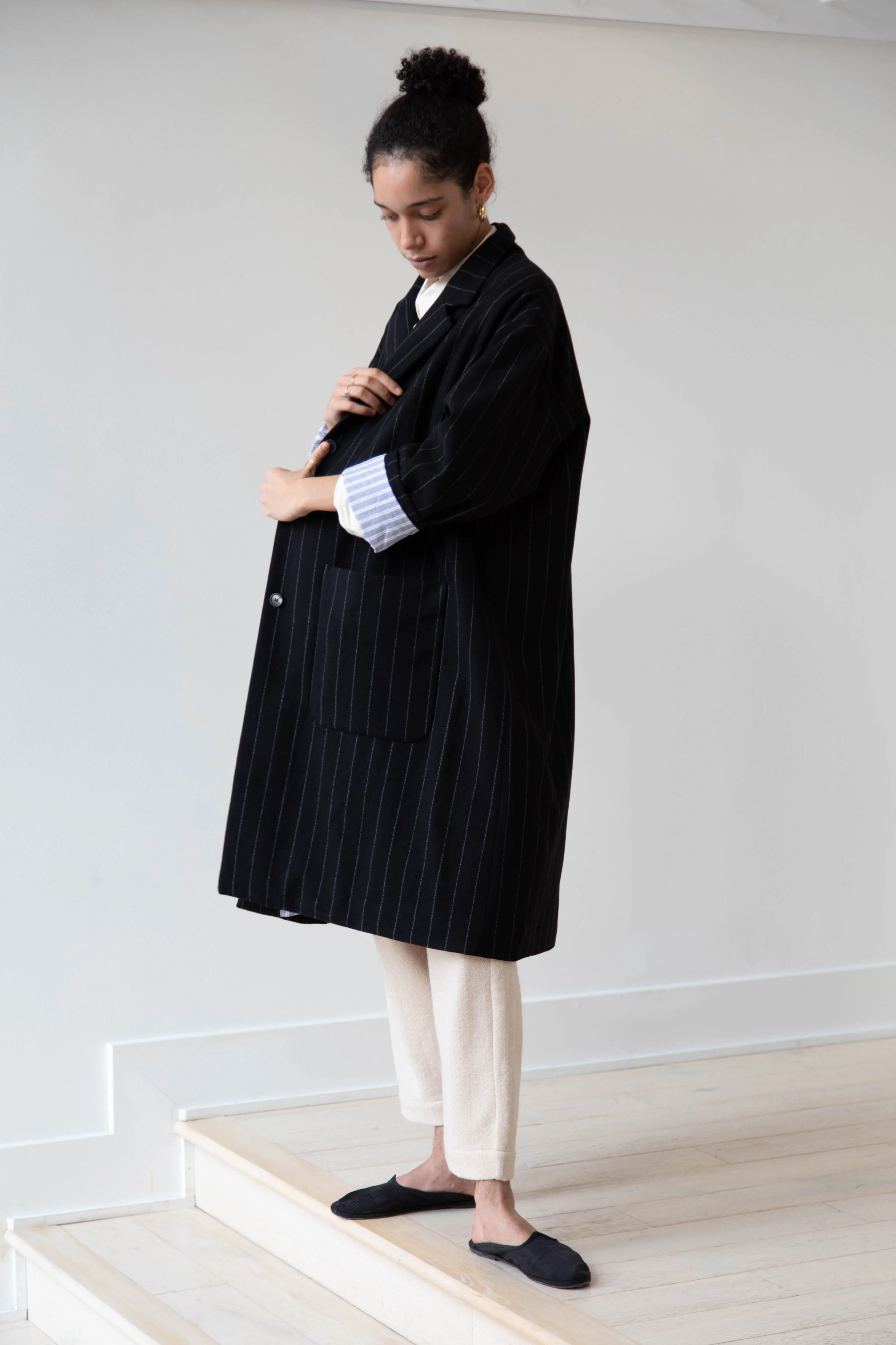 Bergfabel Moon Coat in Striped Cashmere