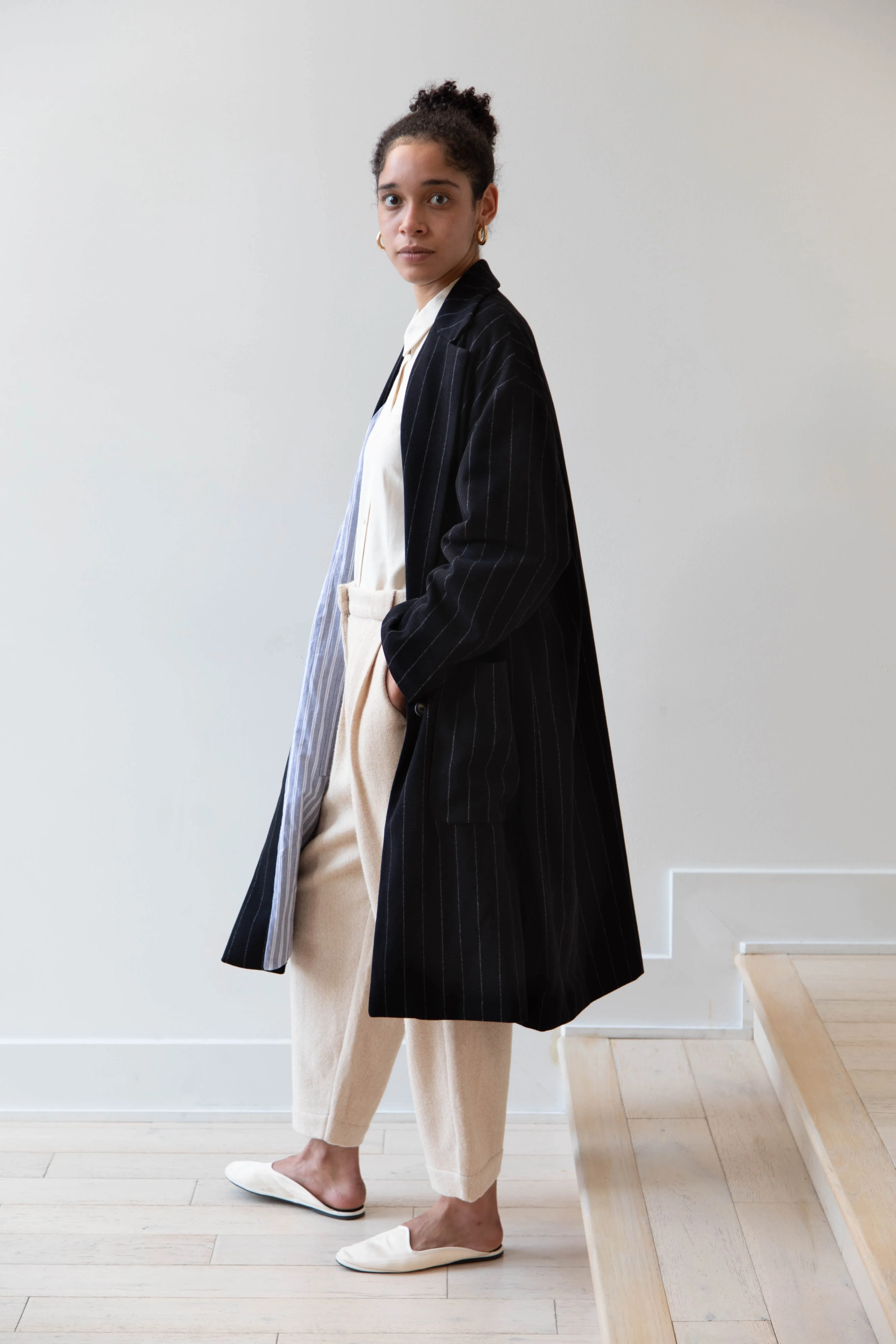 Bergfabel Moon Coat in Striped Cashmere