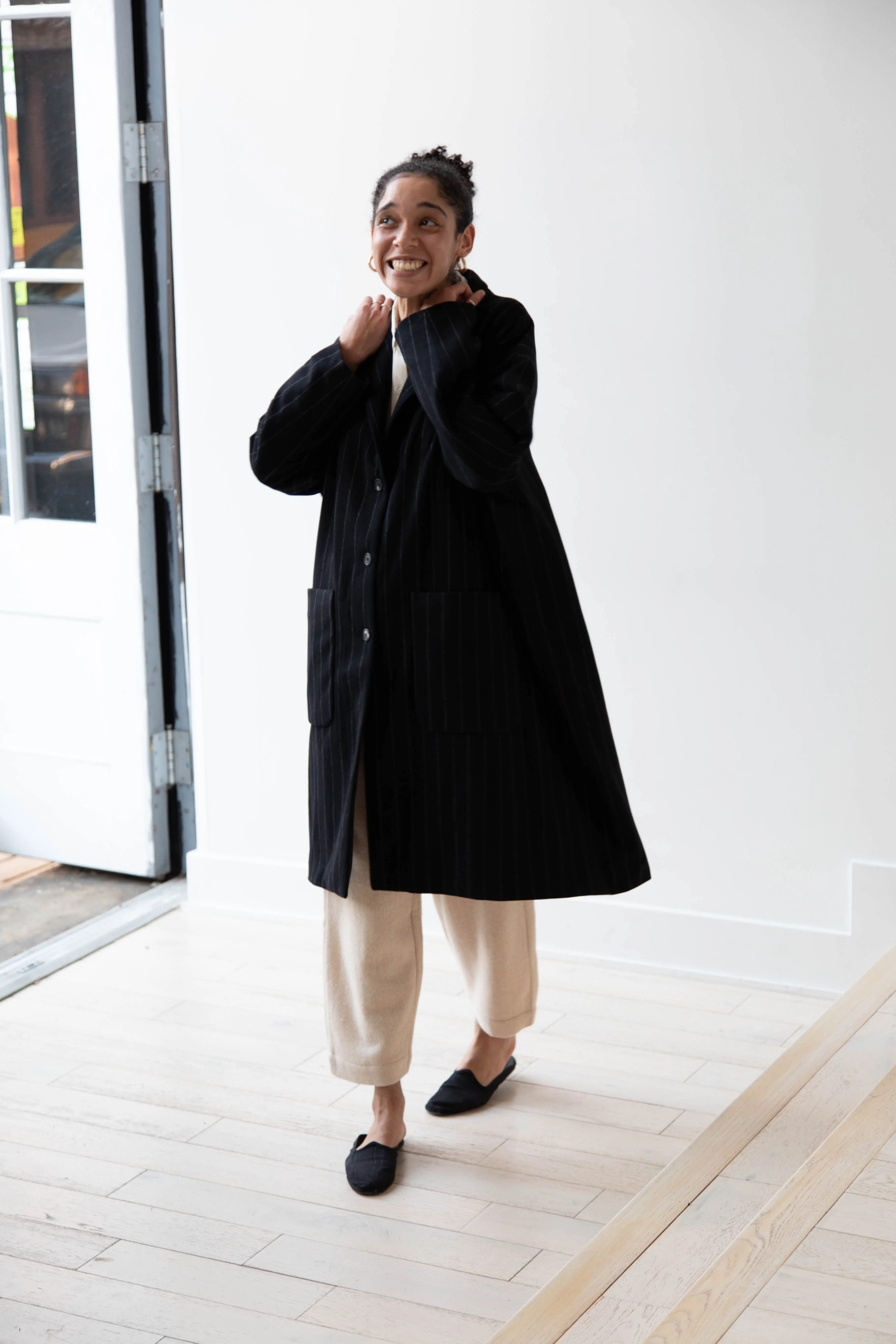 Bergfabel Moon Coat in Striped Cashmere