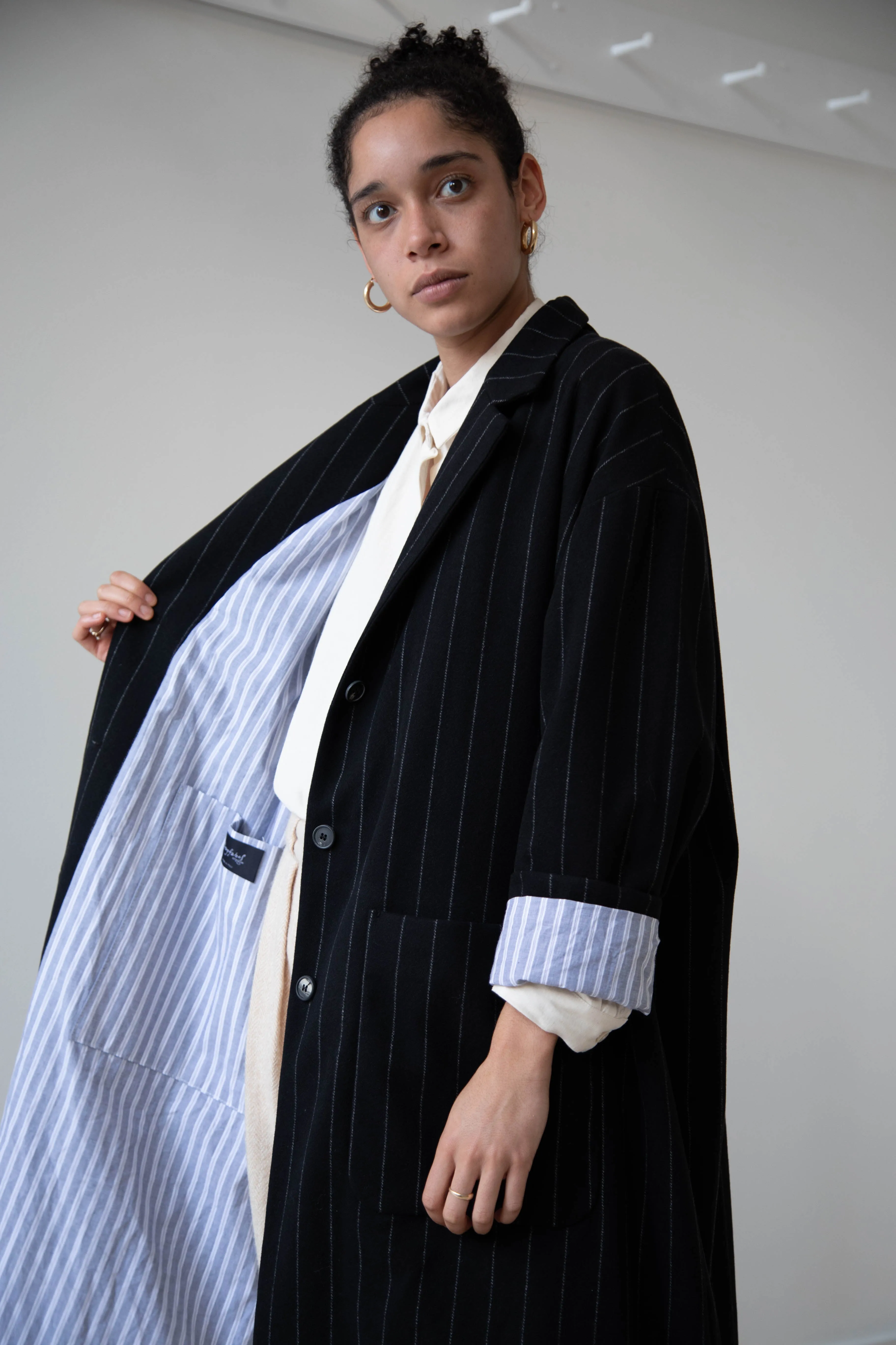 Bergfabel Moon Coat in Striped Cashmere