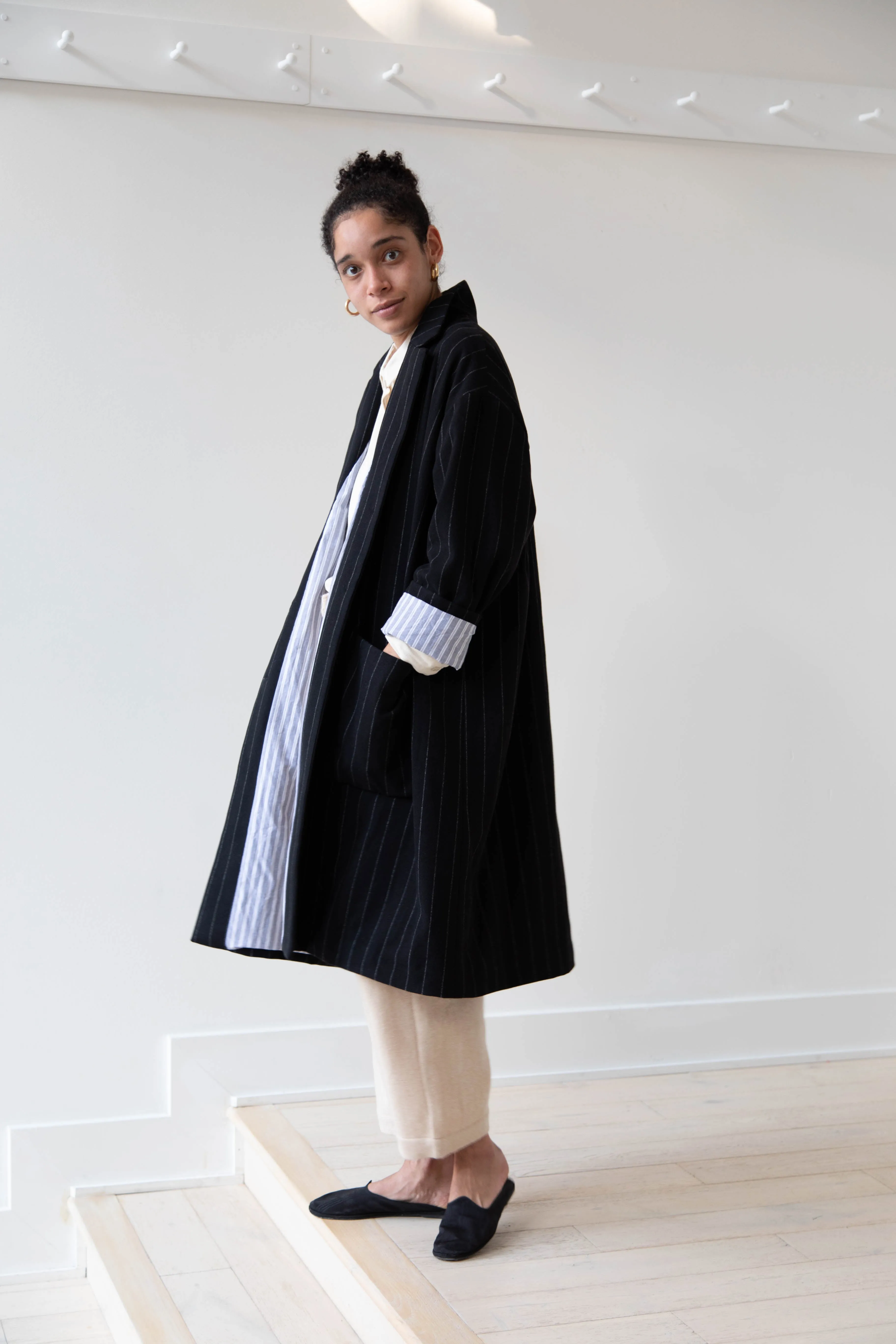 Bergfabel Moon Coat in Striped Cashmere