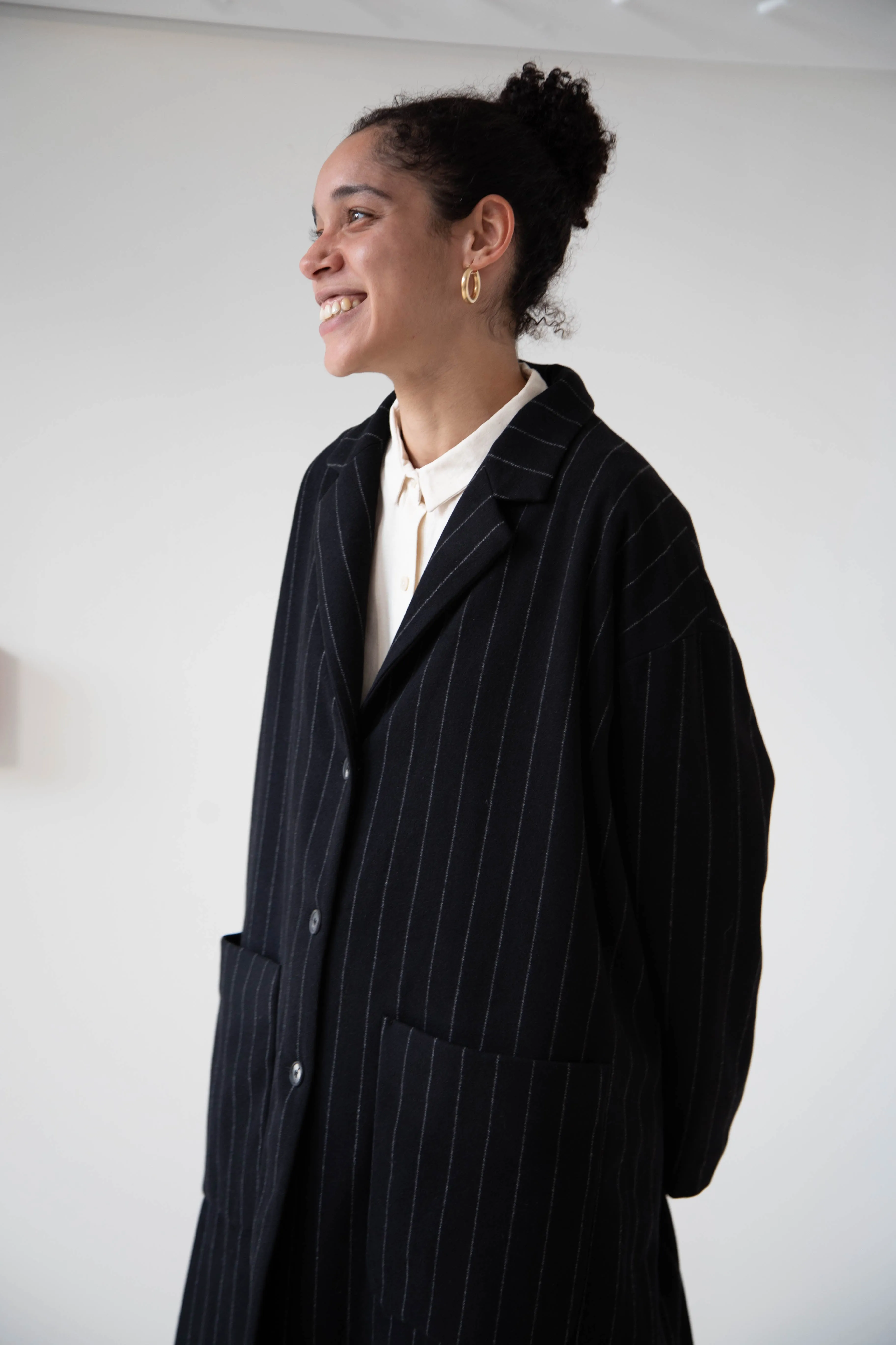 Bergfabel Moon Coat in Striped Cashmere