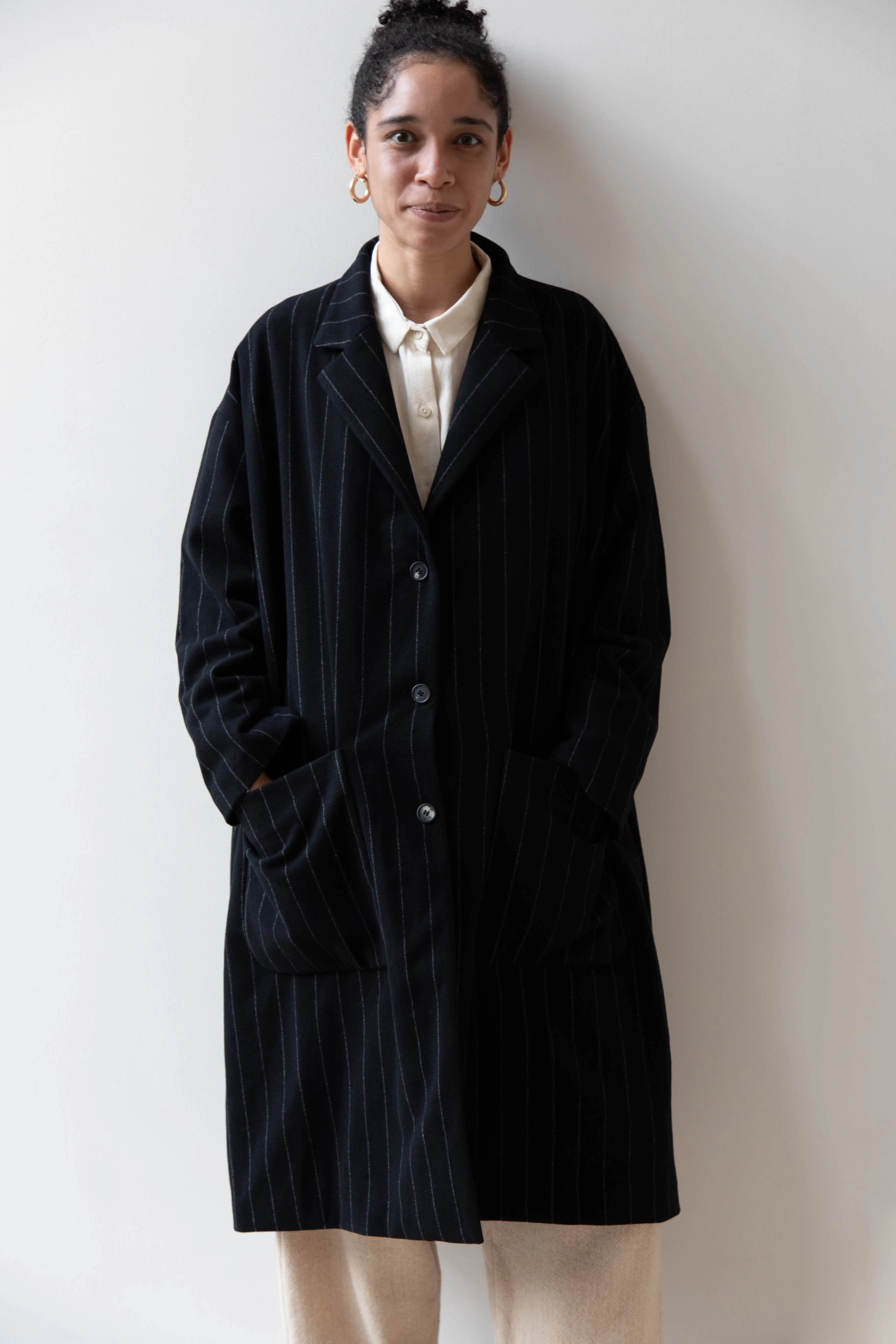 Bergfabel Moon Coat in Striped Cashmere