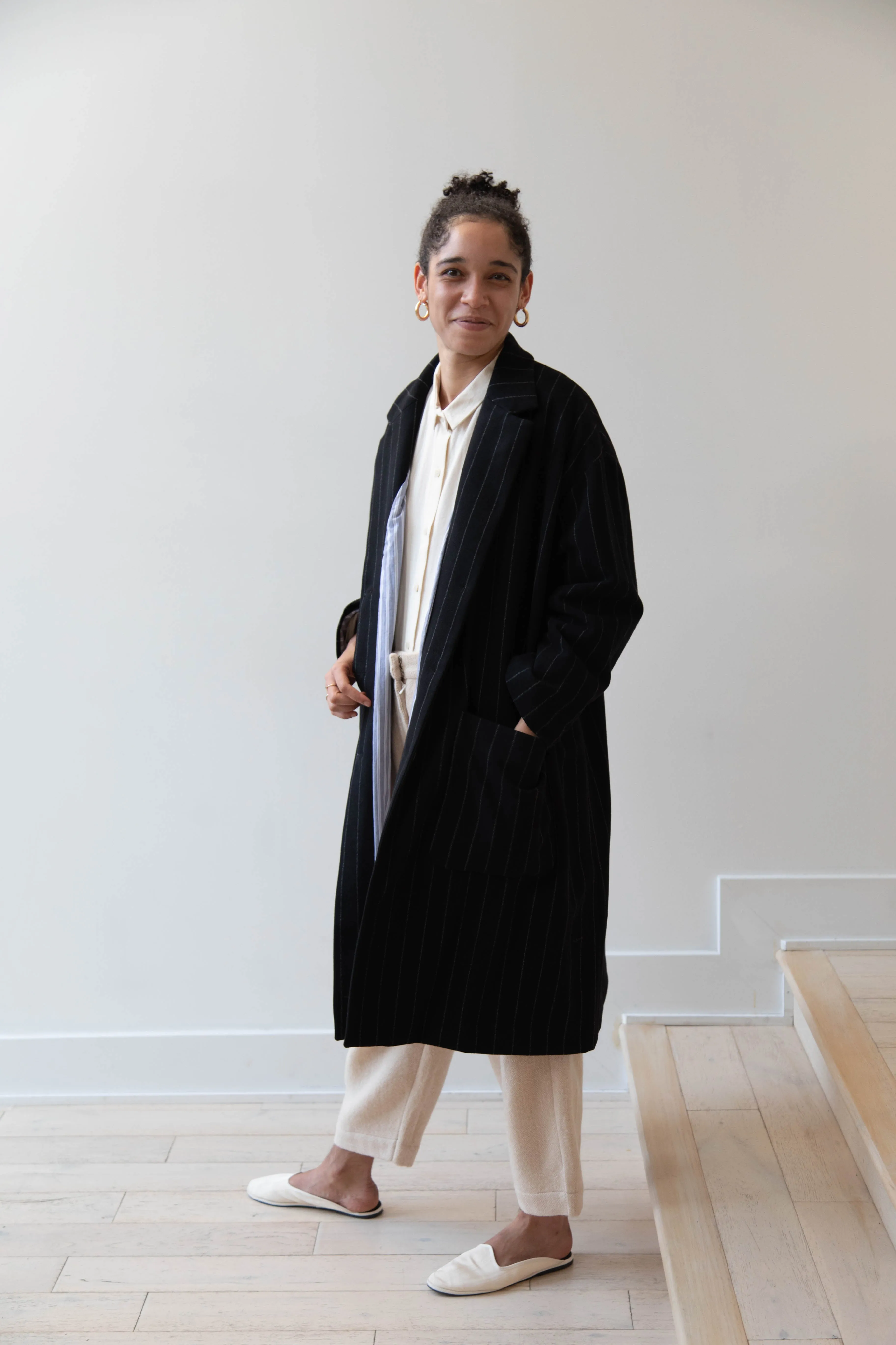 Bergfabel Moon Coat in Striped Cashmere