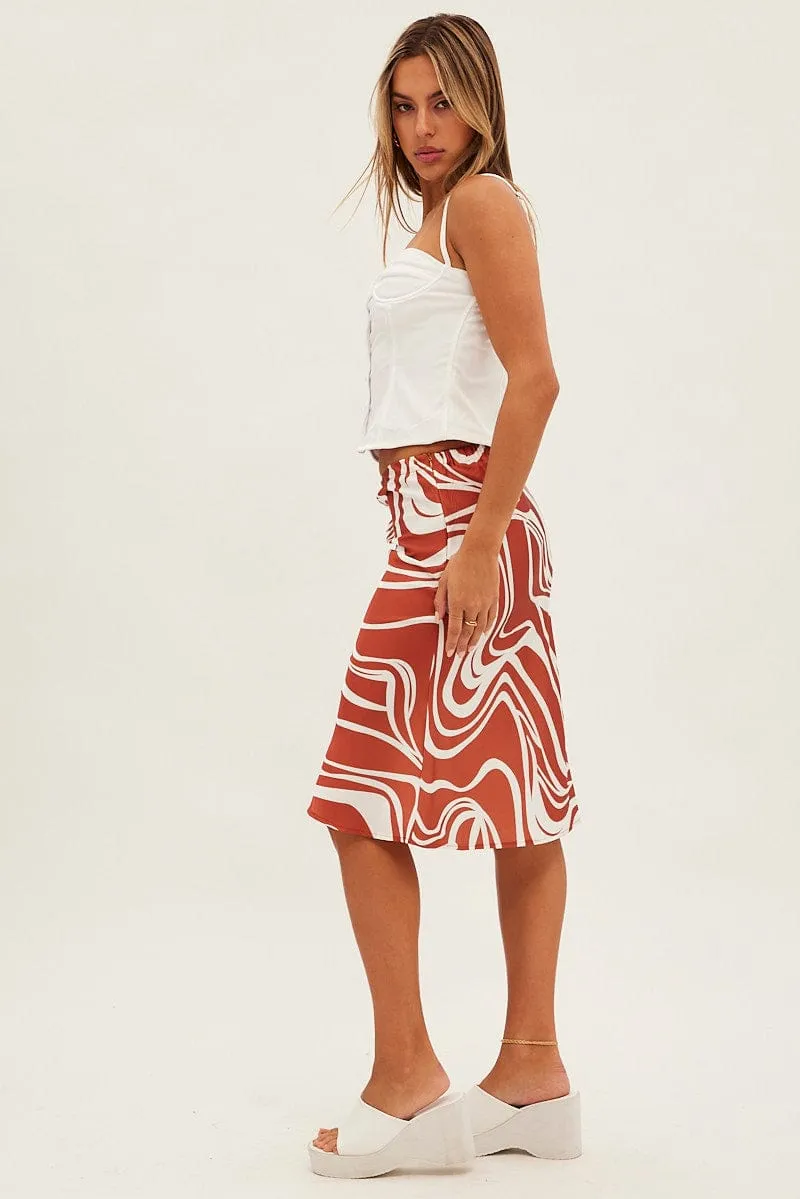 Black Abstract Abstract Midi Skirt