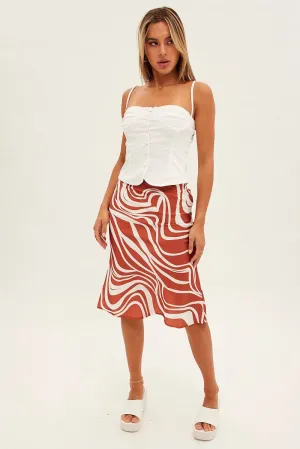 Black Abstract Abstract Midi Skirt