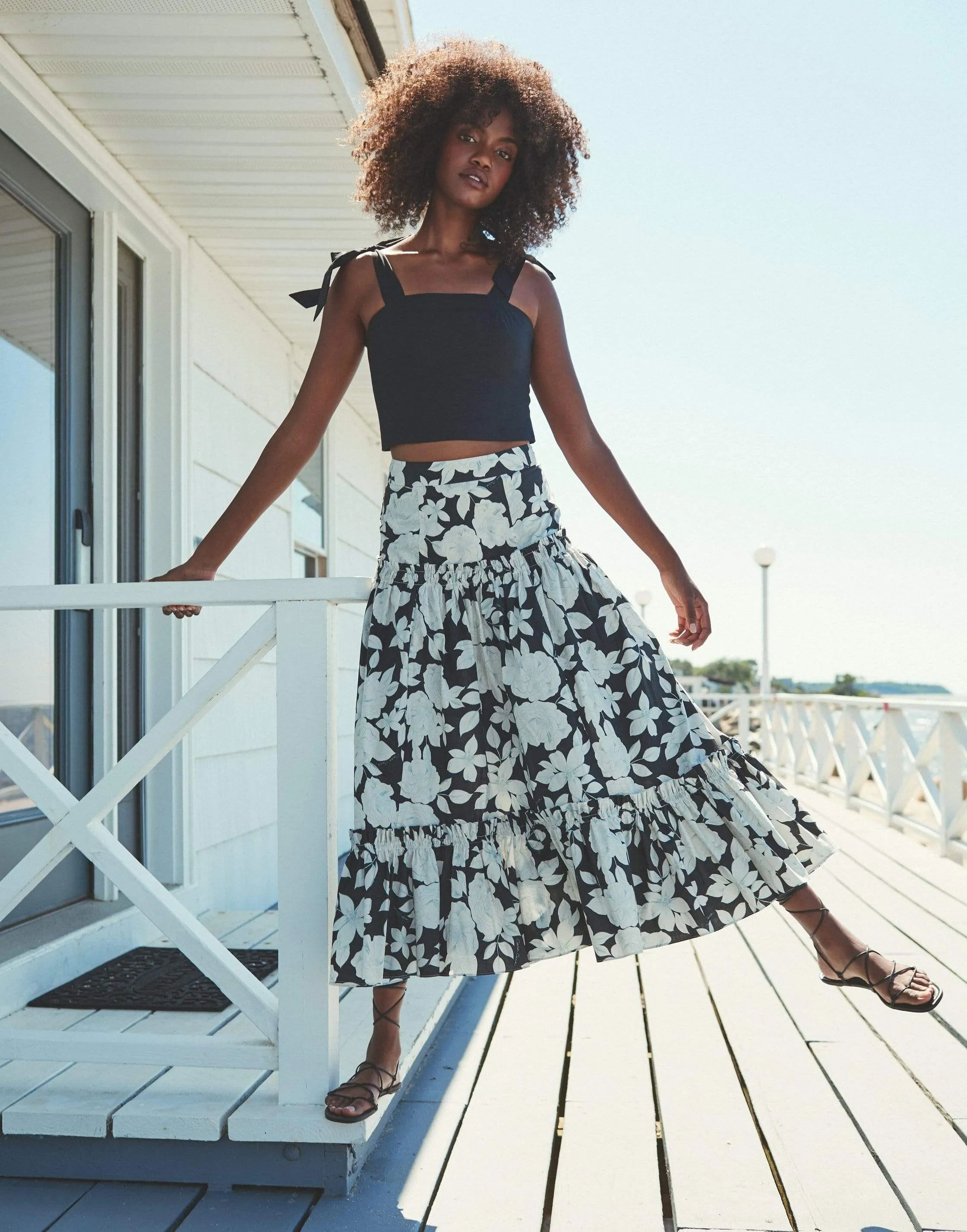 Black Floral Tisbury Skirt