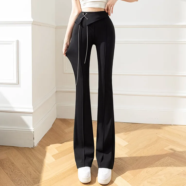 Black Pants High Waist Stretch Suit Trousers