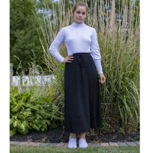 Black Ribbed Drawstring Midi Skirt by Lilac Teen