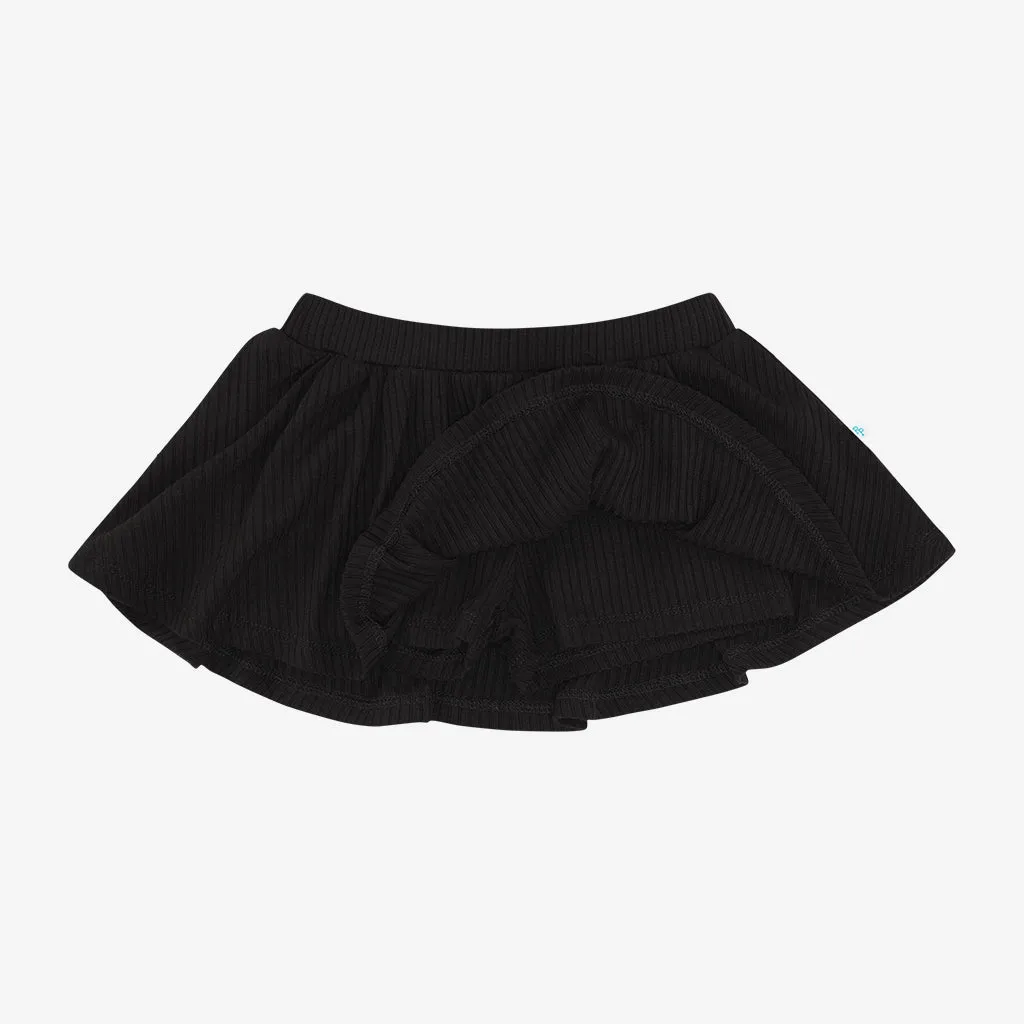 Black Ribbed Skort