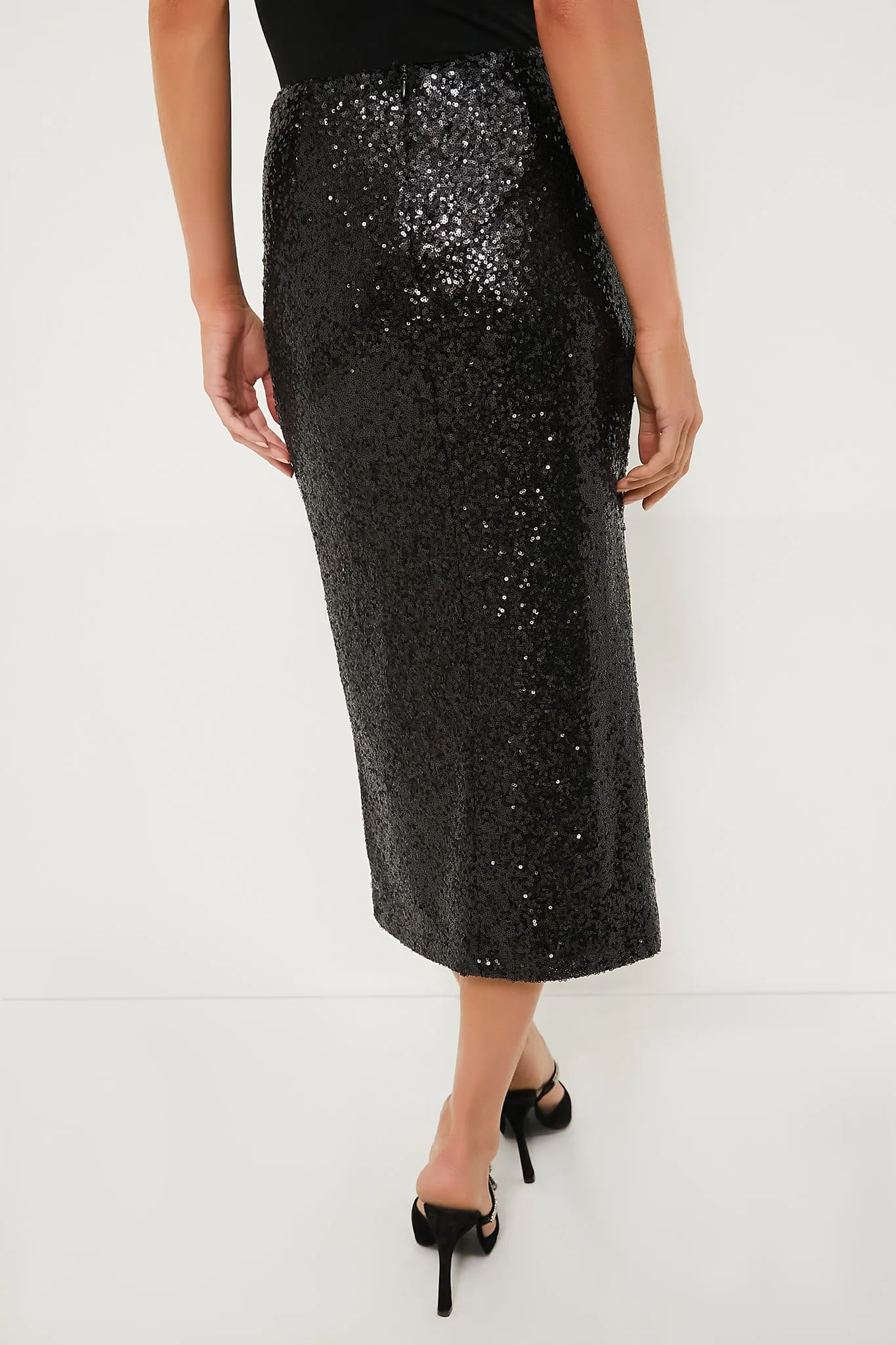 Black Sequin Caterina Midi Skirt