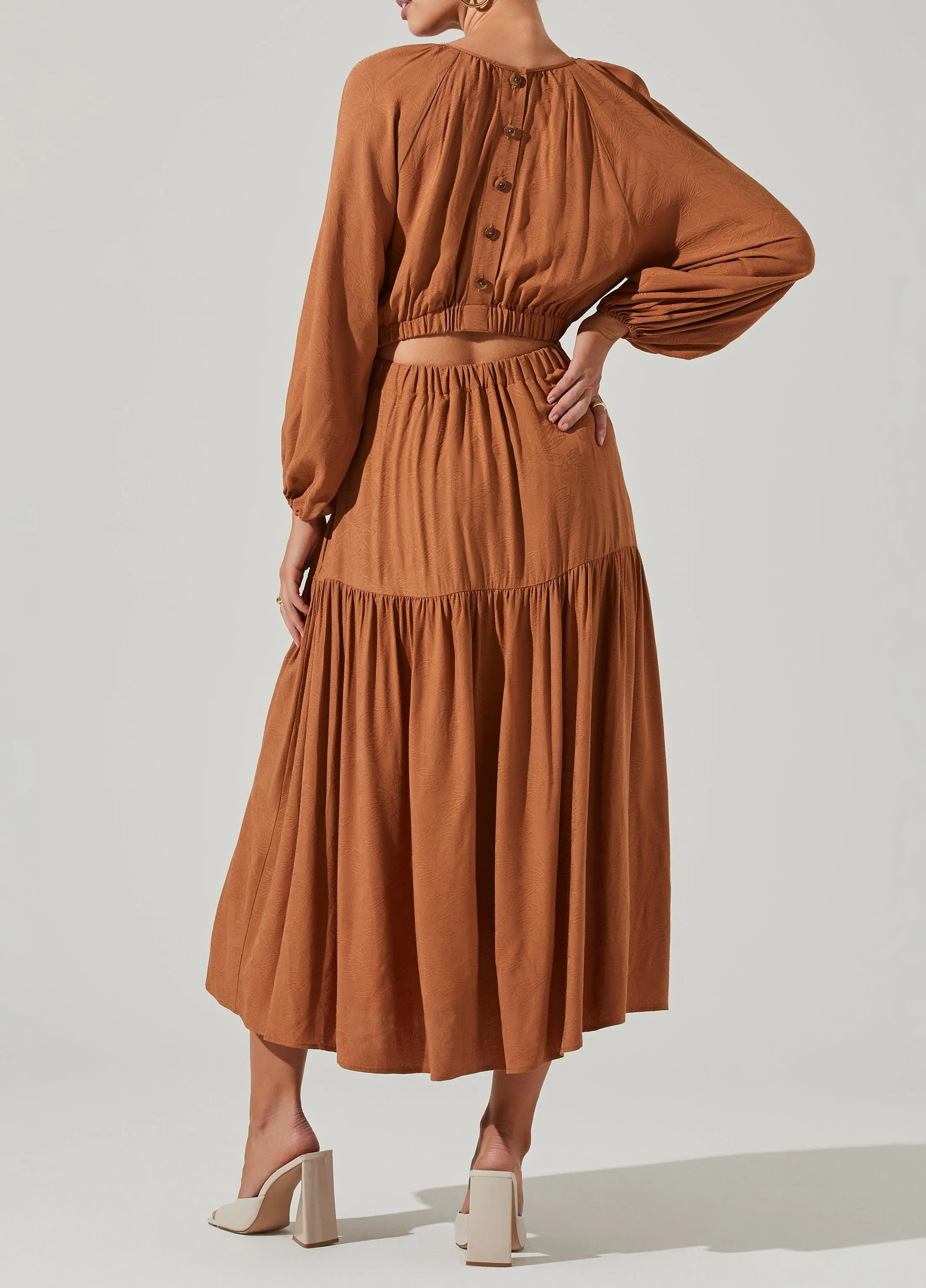 Blouson Sleeve Tiered Dress