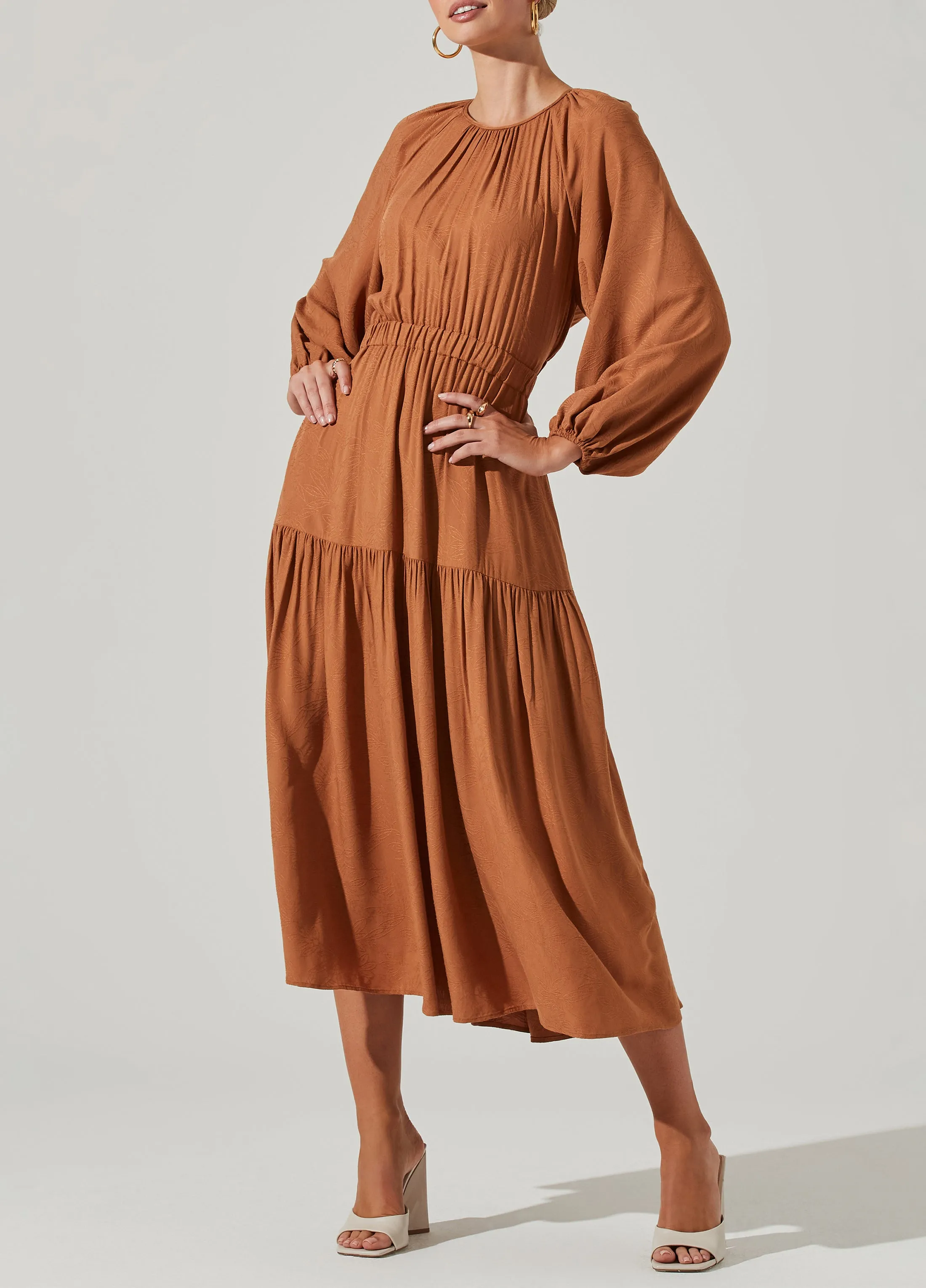 Blouson Sleeve Tiered Dress