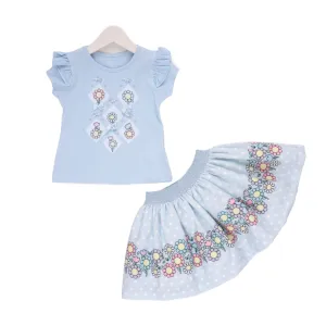 Blue Blossom Girl Skirt Set