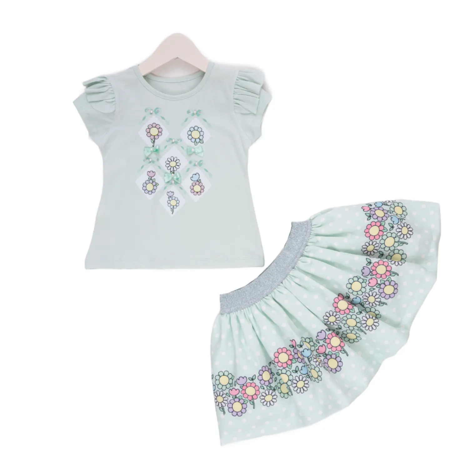 Blue Blossom Girl Skirt Set