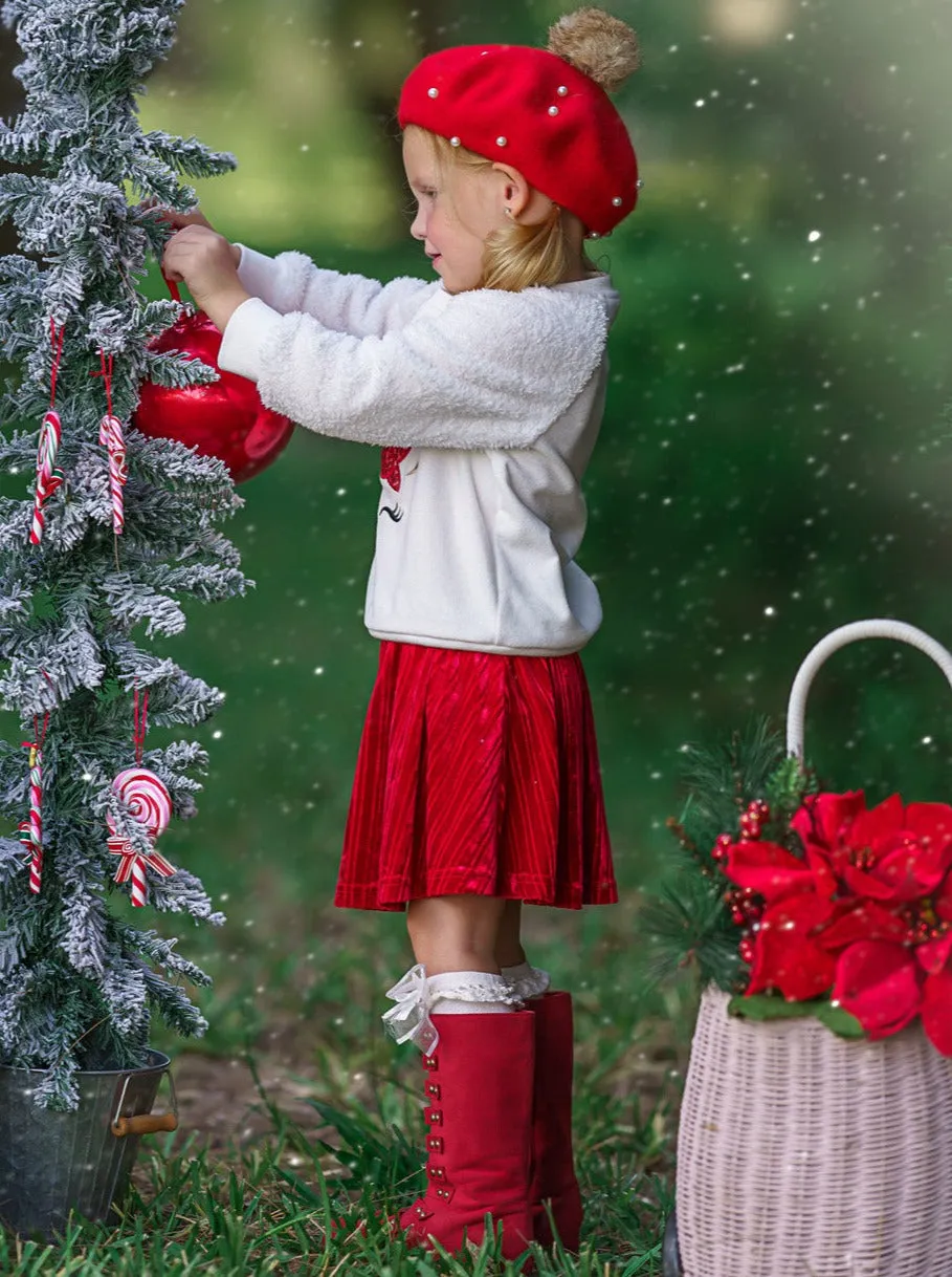 Blushing Reindeer Velvet Skirt Set