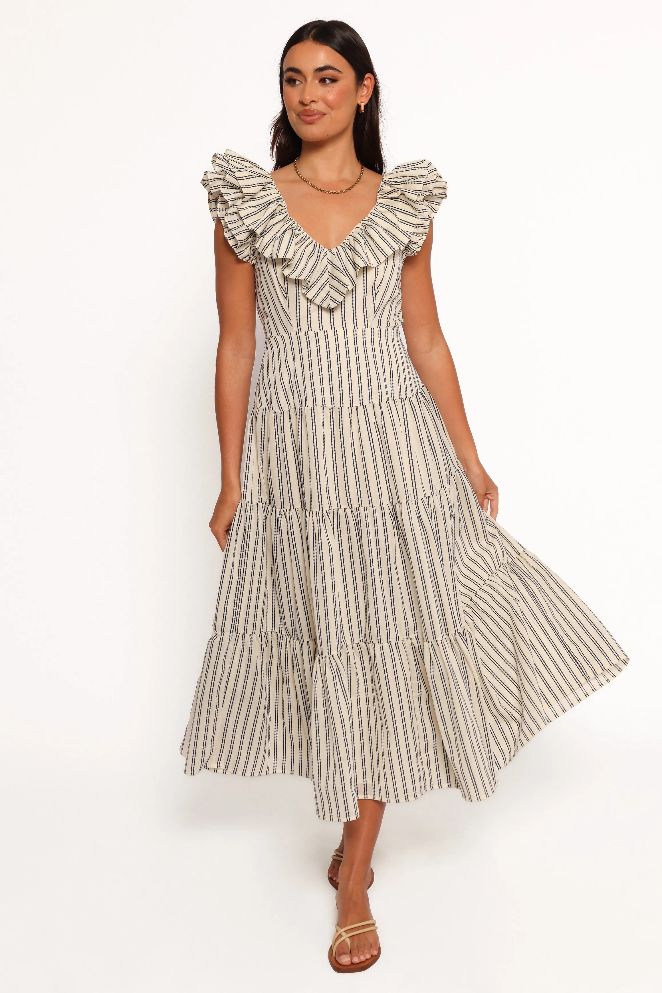 Bobbie Midi Dress - Neutral Stripe