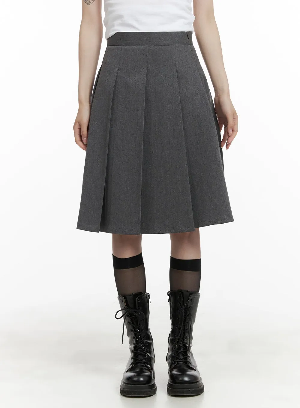 Box Pleated Midi Skirt CA404