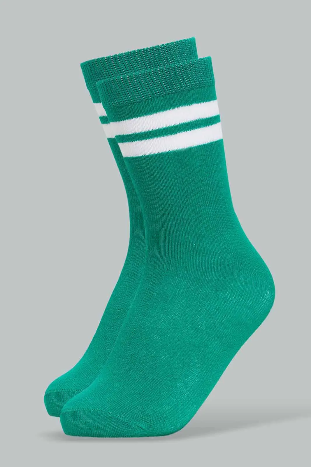 Boys Green Stripes Midi-Length Socks