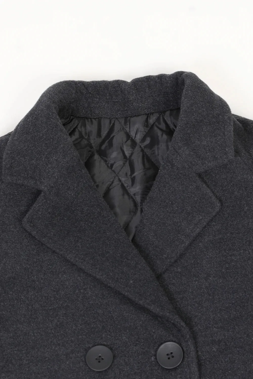 Boy's Quilted Lined Double Breasted Wool Peacoat