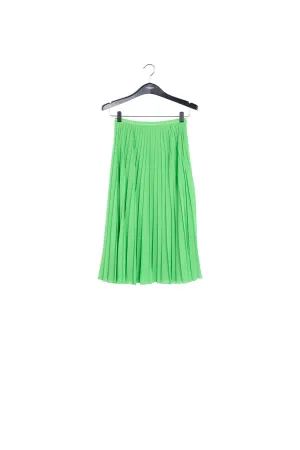 Bright green plissé midi skirt