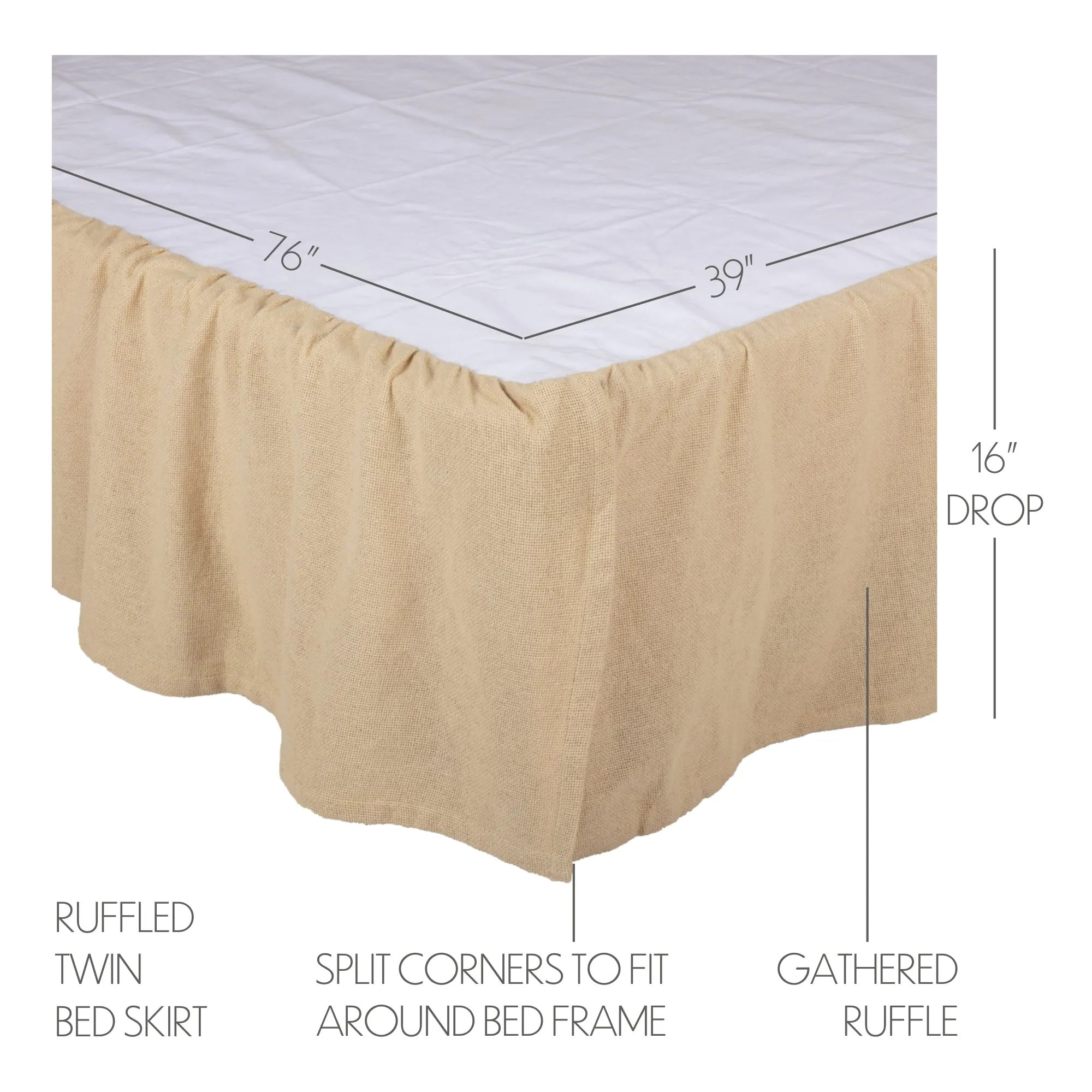 Burlap Ruffled Bed Skirt