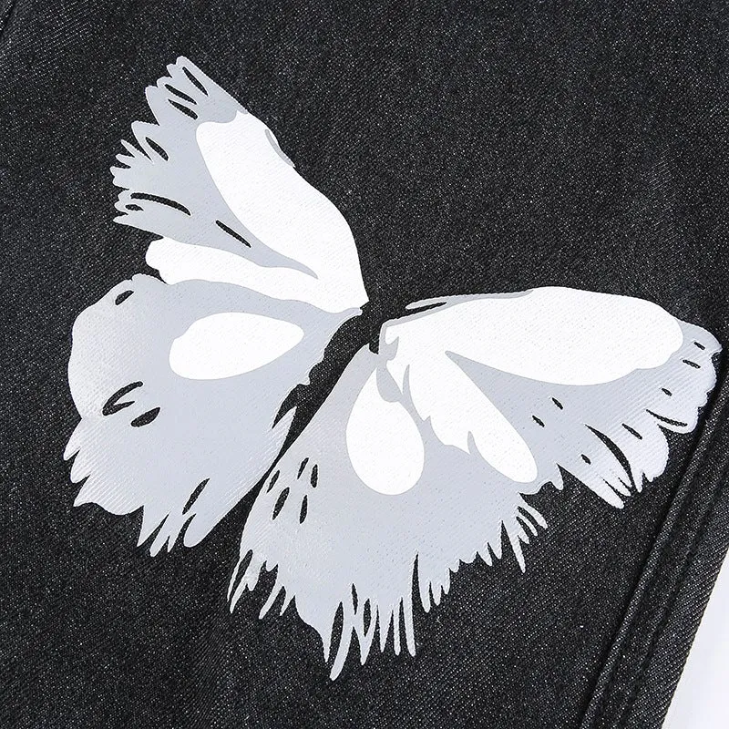 Butterfly Black Straight Leg Jeans