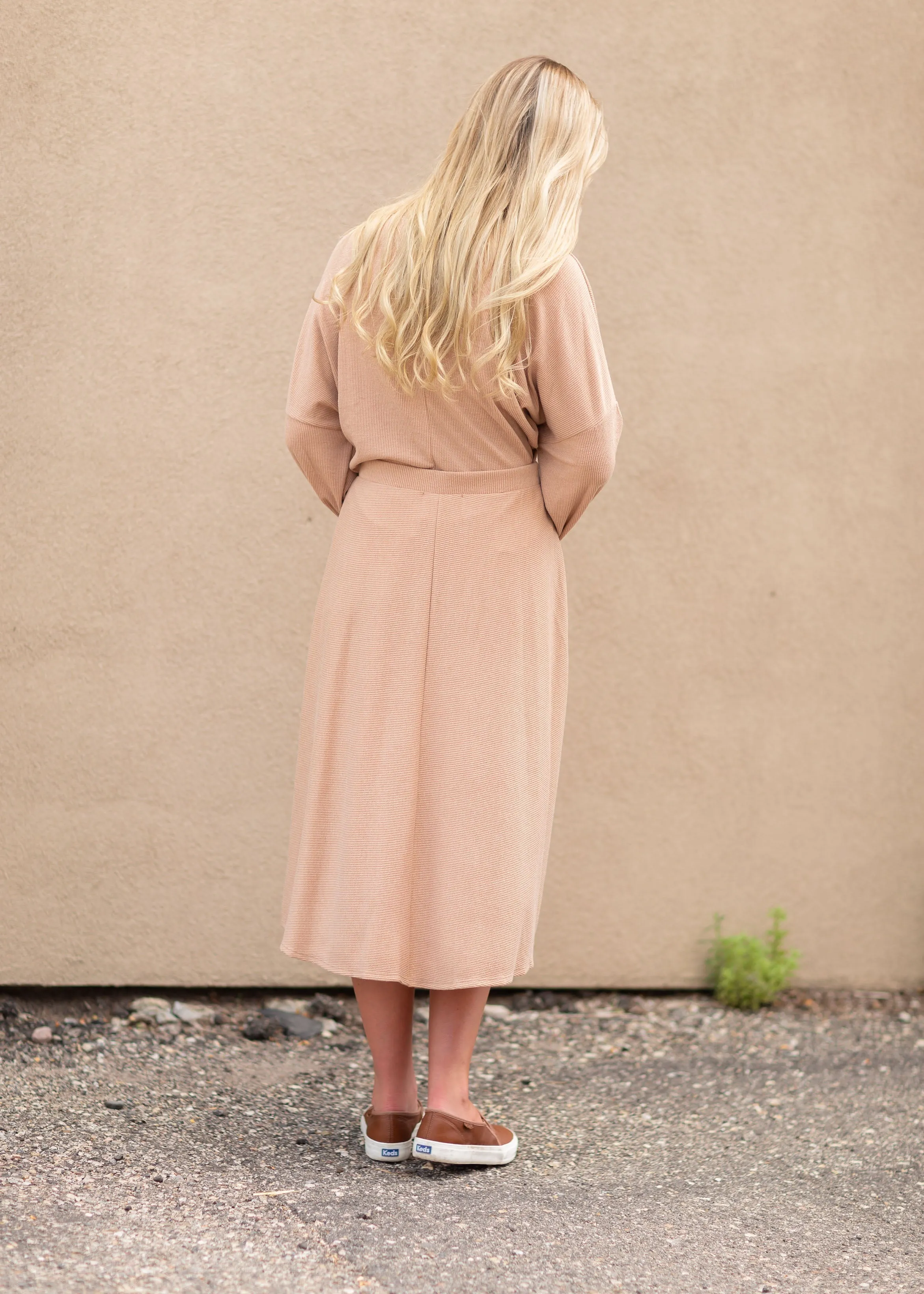 Camel Ribbed Midi Skirt - FINAL SALE