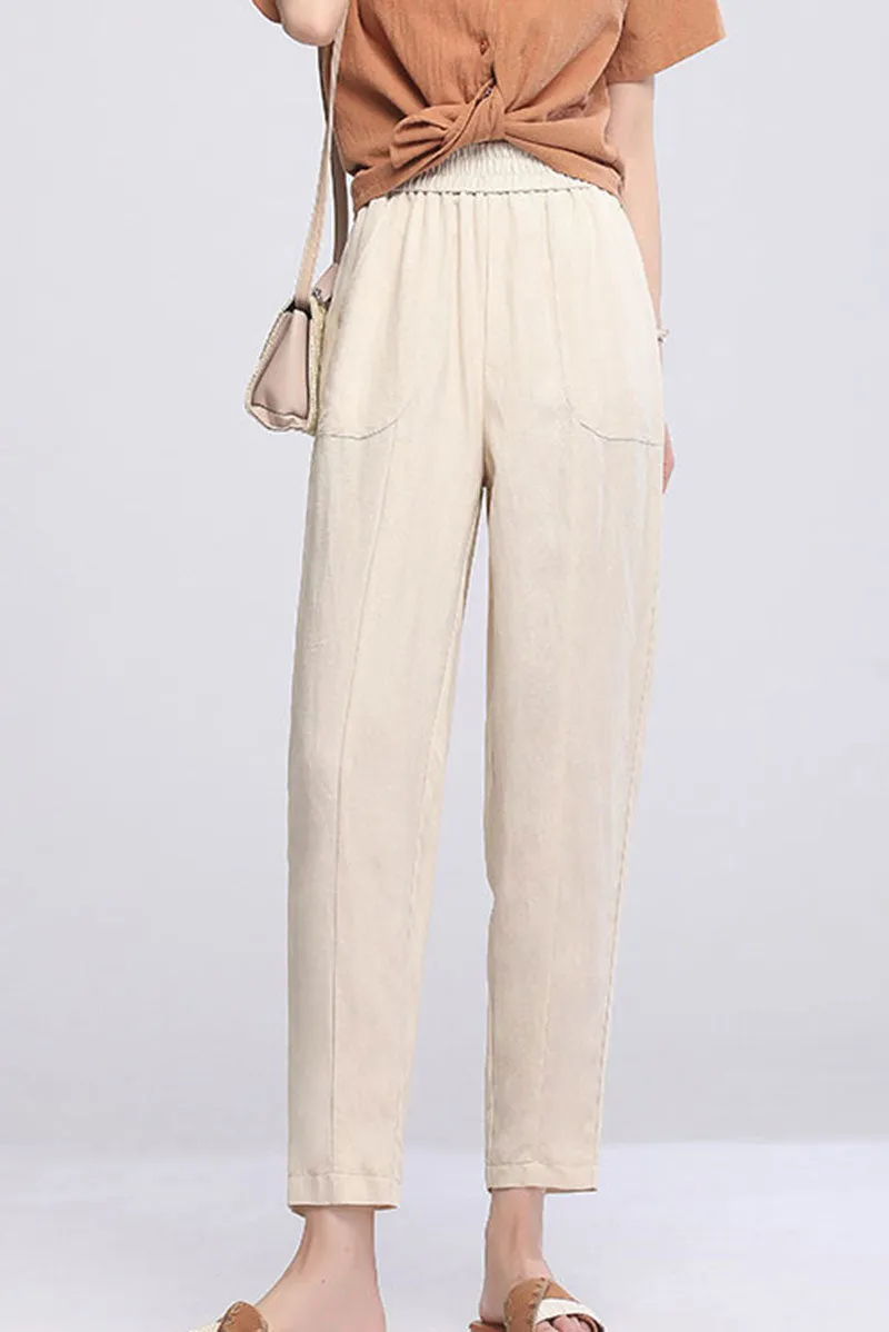 casual linen long pant women c3872