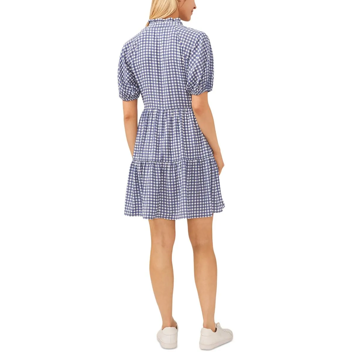 CeCe Womens Above Knee Checkered Babydoll Dress