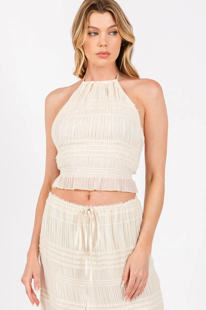 CHANTELLI CHIFFON HALTER TOP