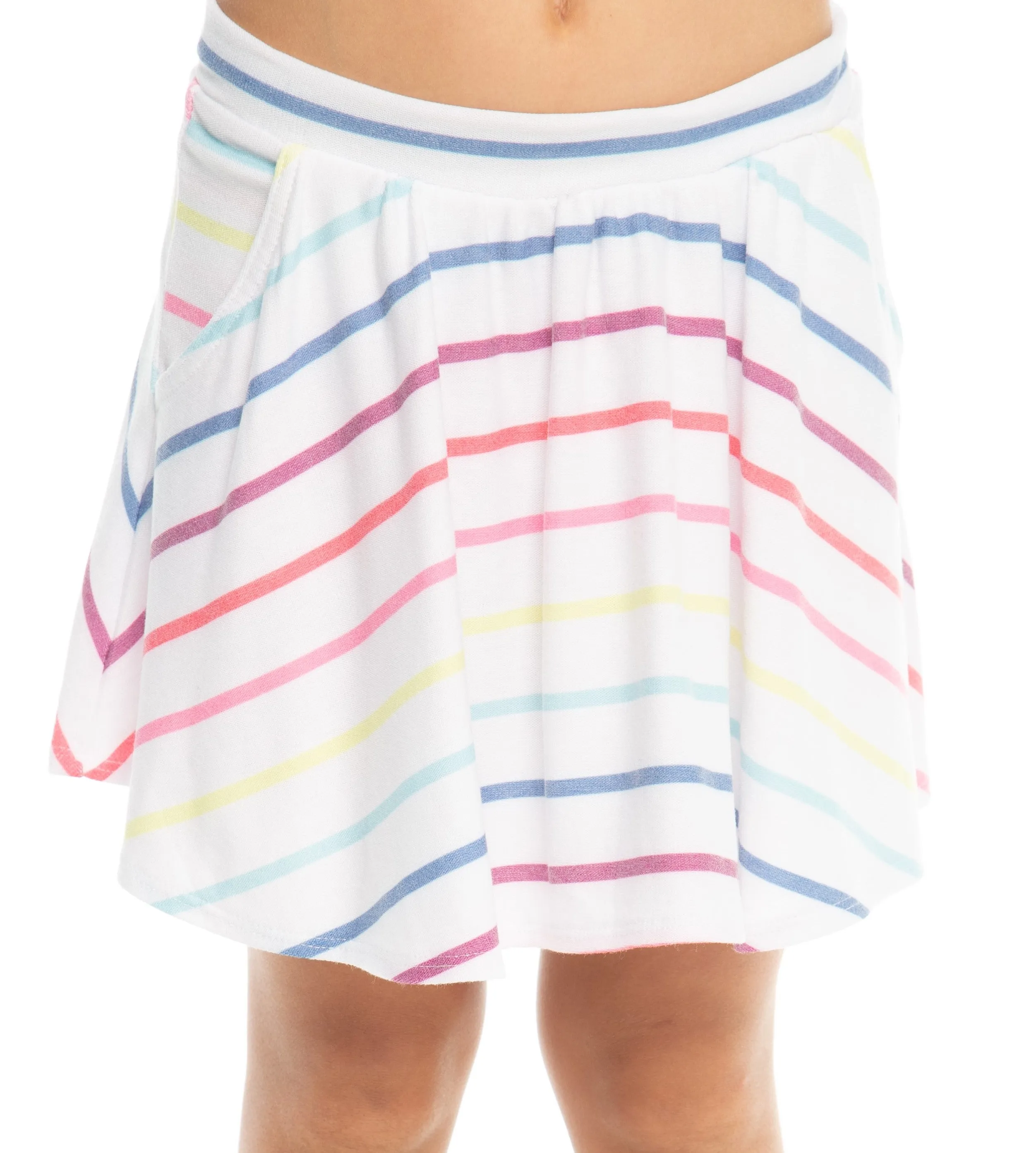 Chaser Rainbow Stripe Cozy Knit Flouncy Skort