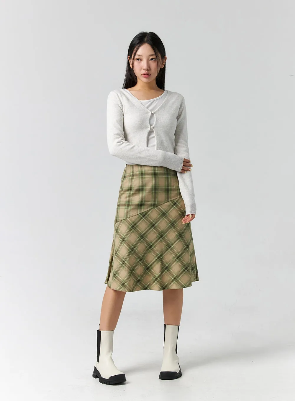 Checkered Midi Skirt CS308