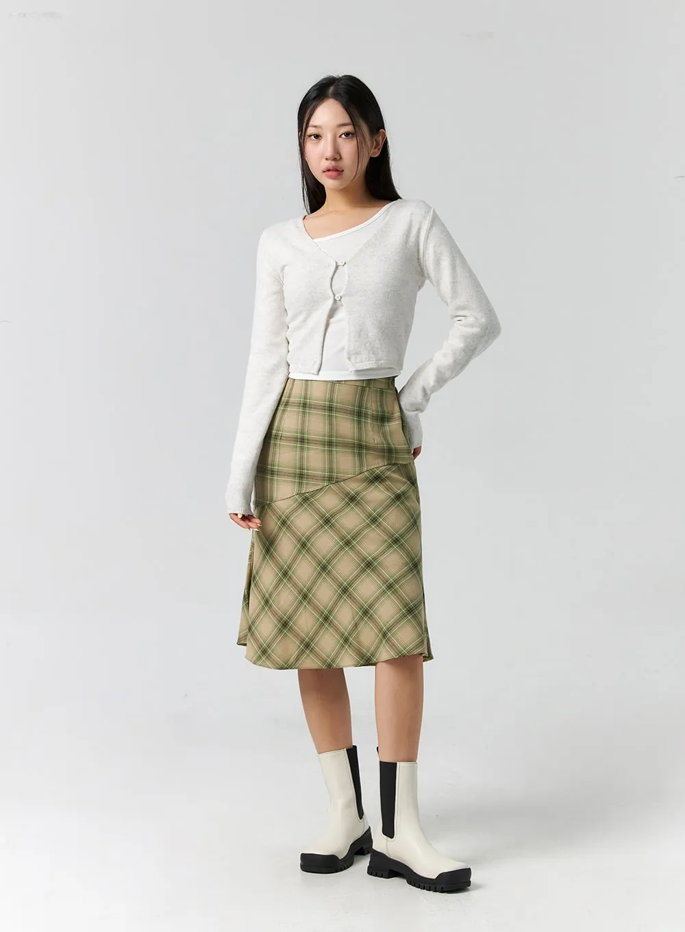 Checkered Midi Skirt CS308