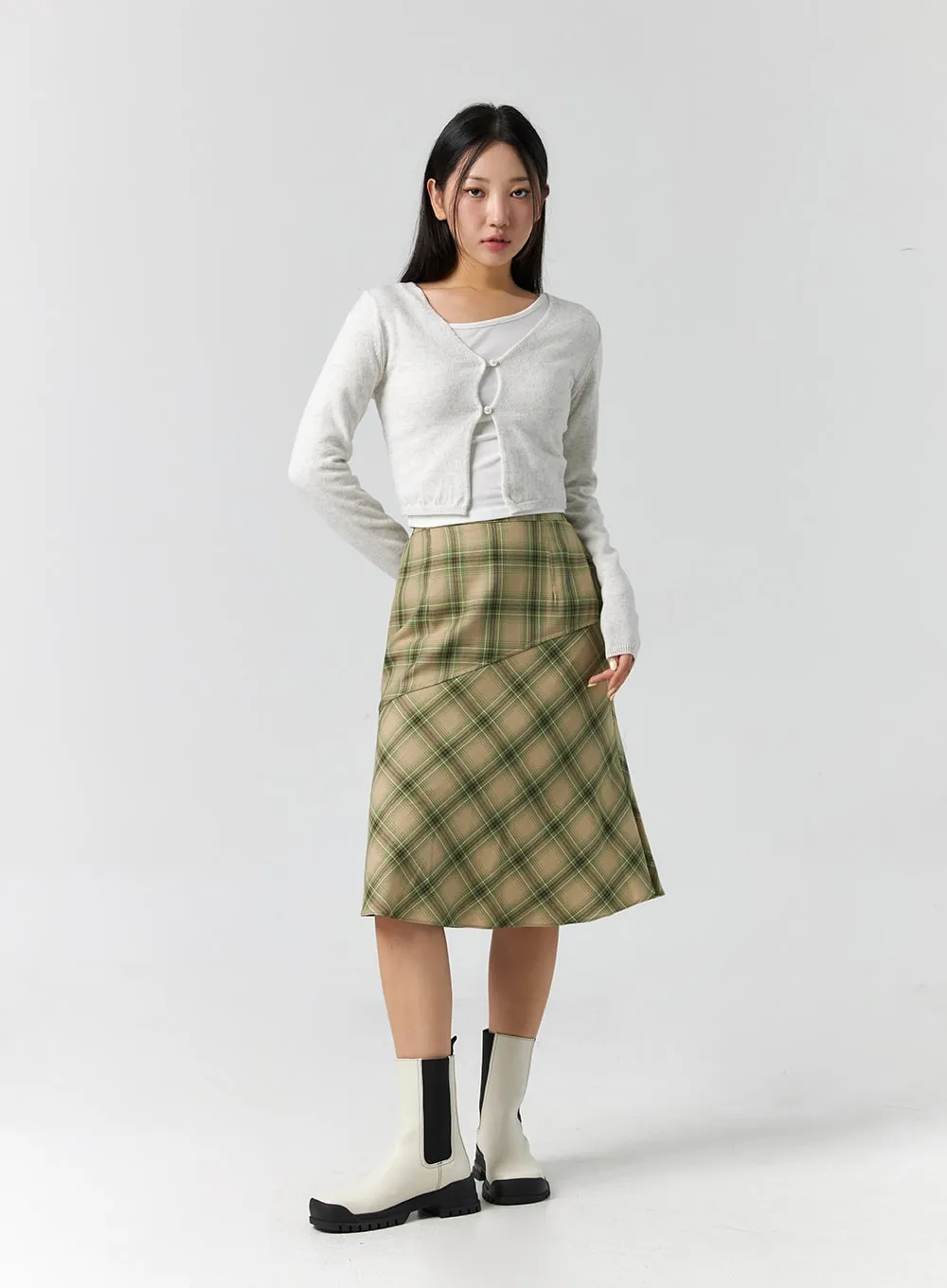 Checkered Midi Skirt CS308