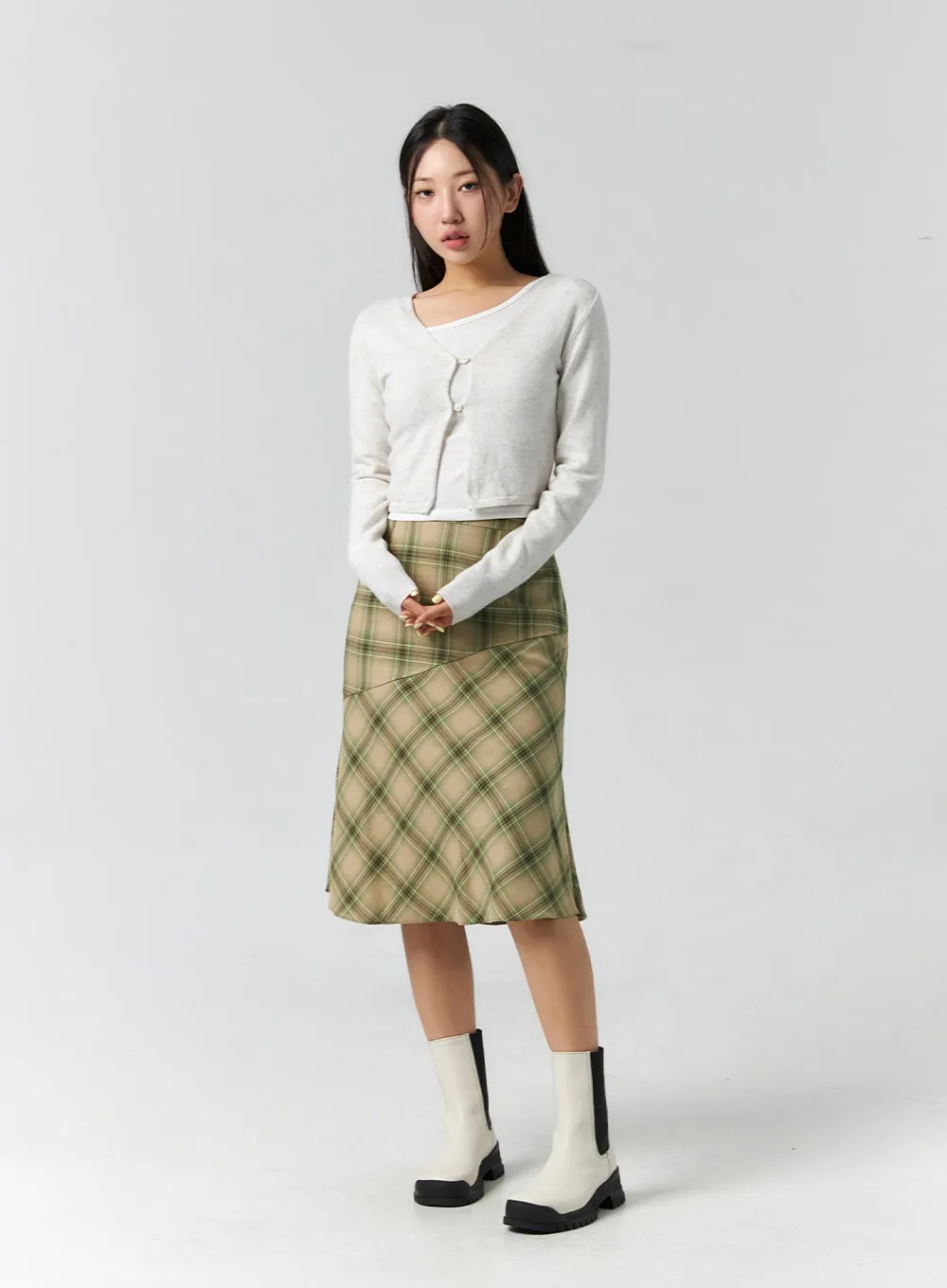 Checkered Midi Skirt CS308