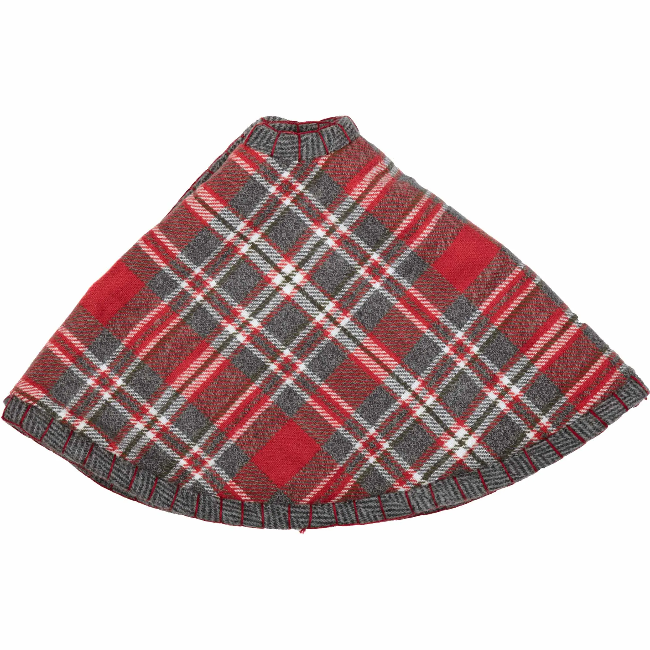 Christmas Tree Skirt 48 inch Anderson Plaid Red Grey White Holiday Decor VHC Brands