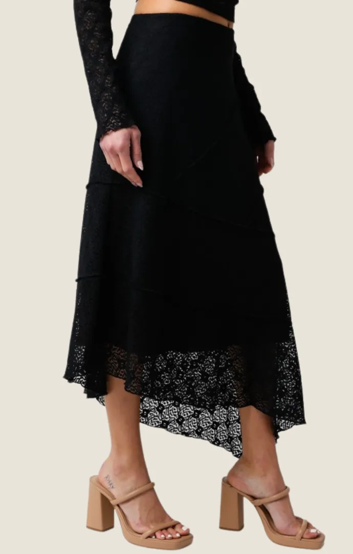 Clairo Black Lace Midi Skirt