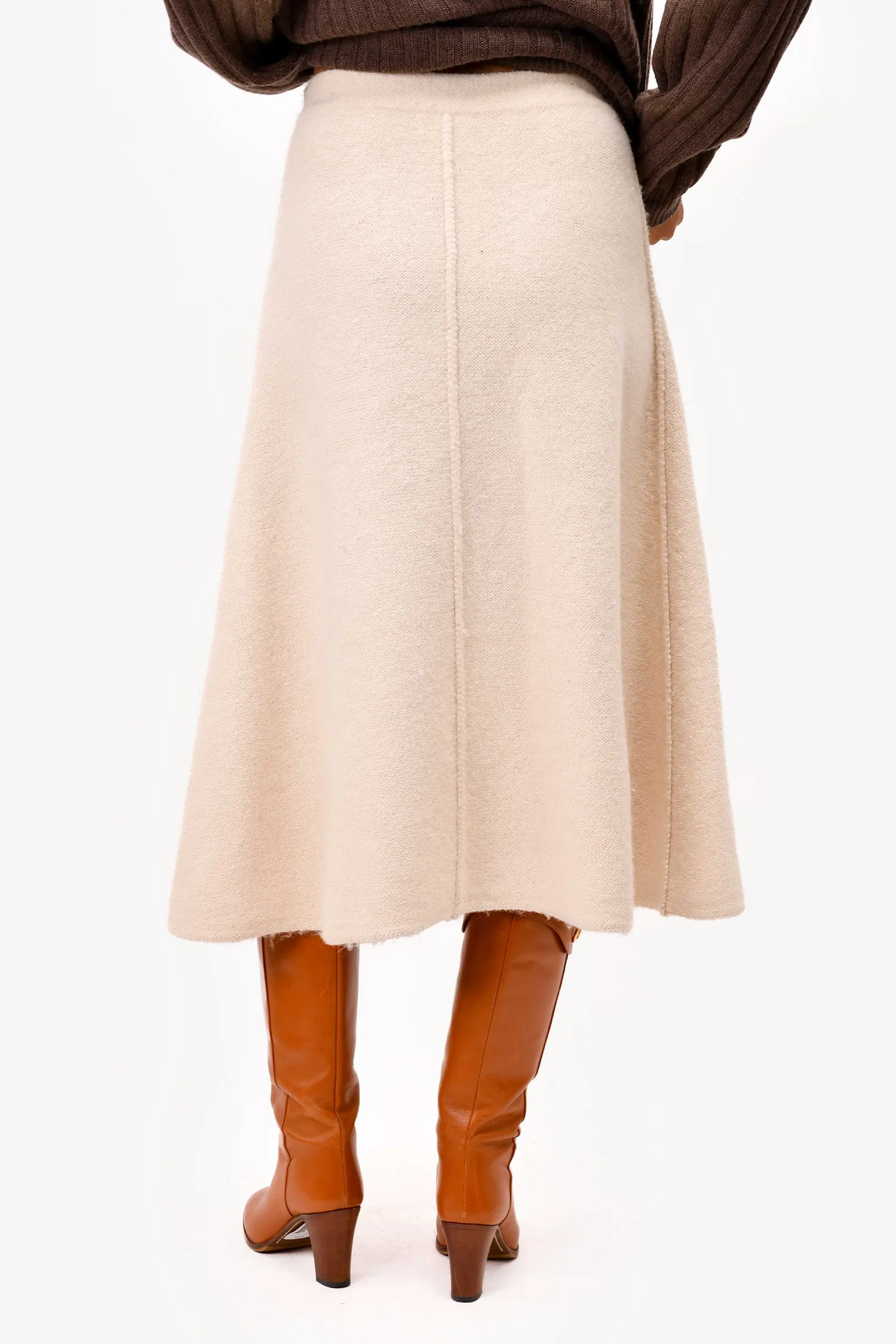 CO Cream Alpaca/Wool Knit Flared Midi Skirt Size S (As Is)